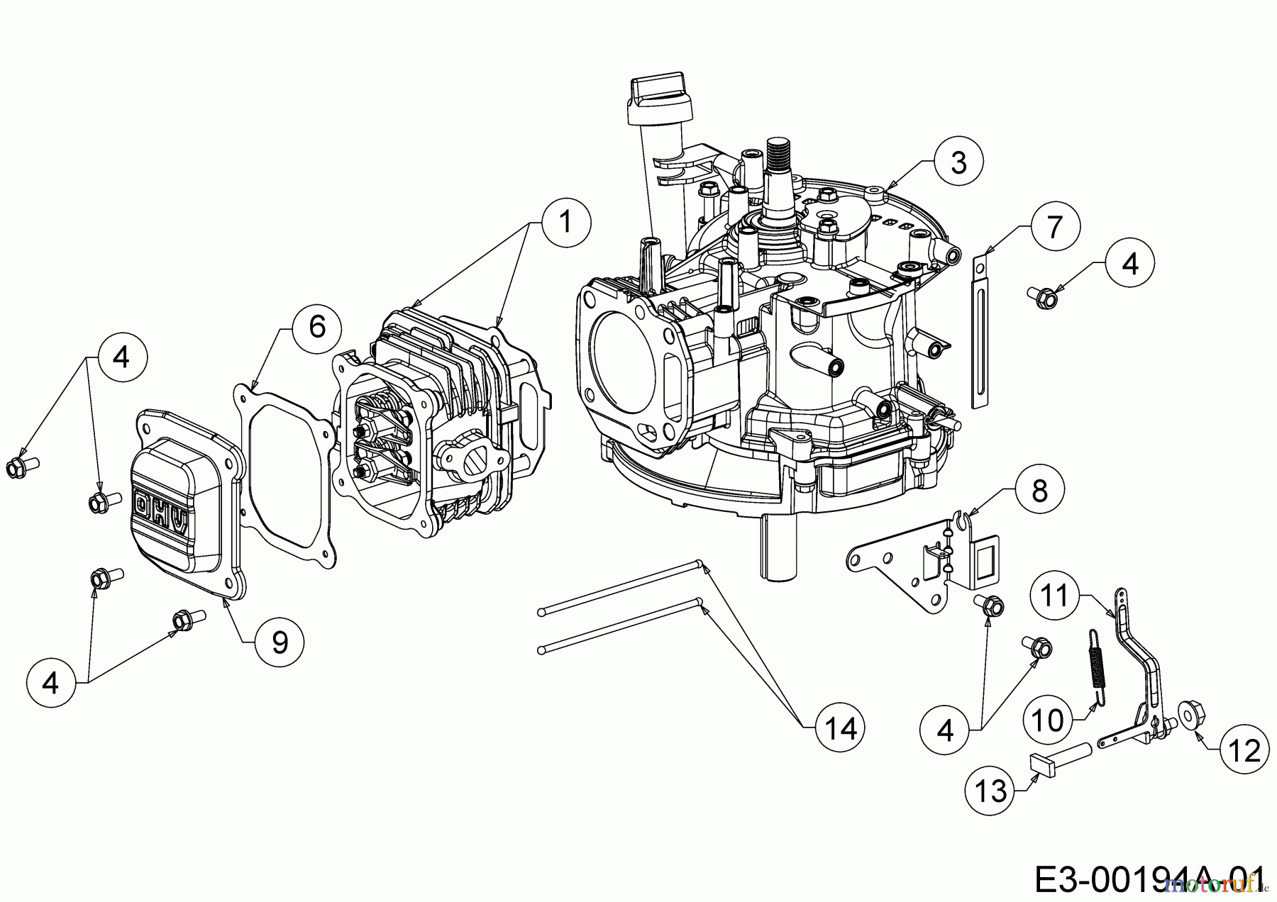  MTD-Engines Vertical 6X65RH 752Z6X65RH  (2018) Governor lever, Short block, Cylinder head cover