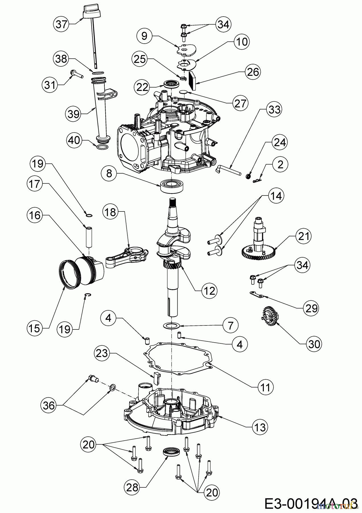  MTD-Engines Vertical 6X65RHA 752Z6X65RHA  (2018) Piston, Camshaft, Crankshaft, Connecting rod