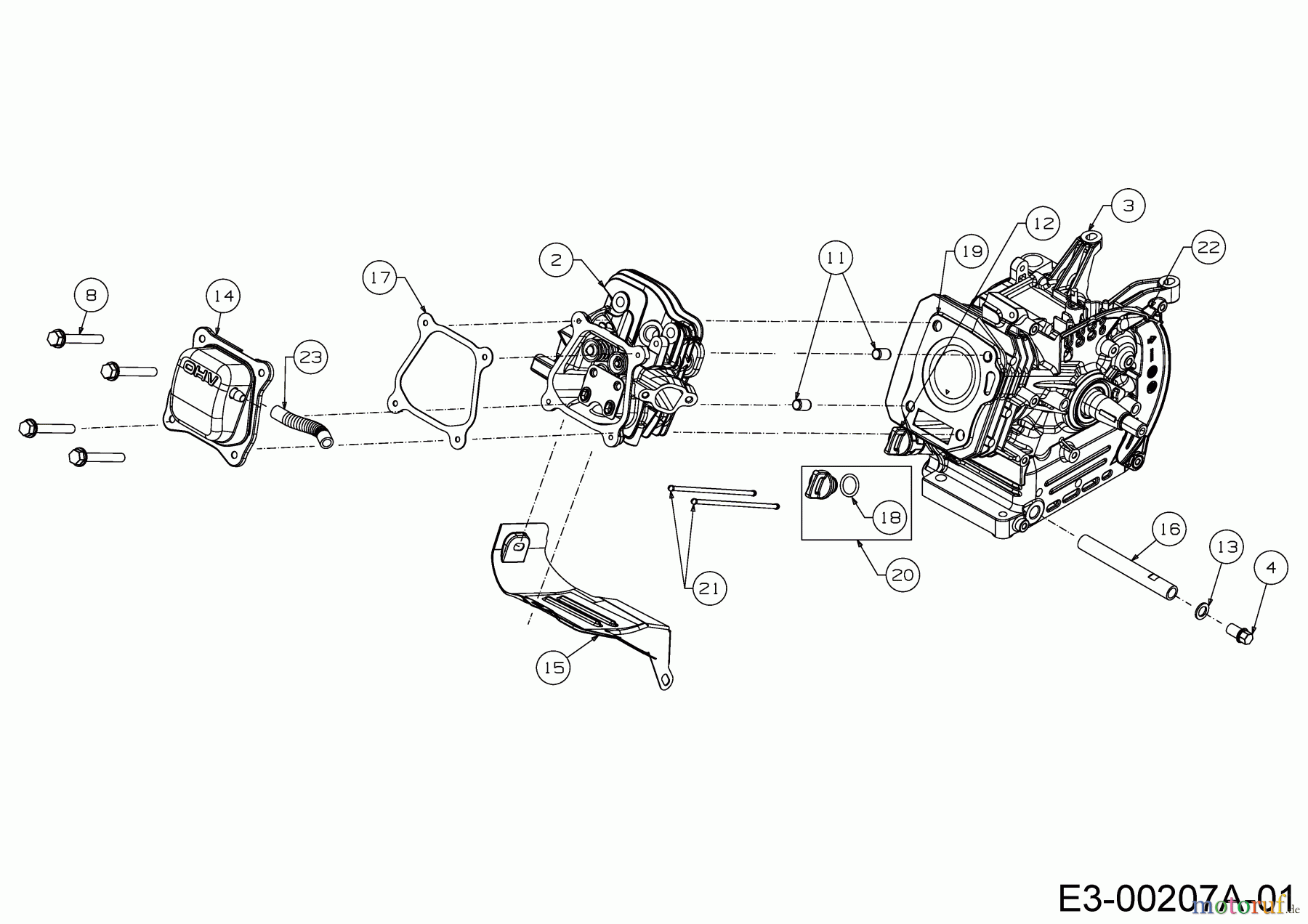  MTD-Engines Horizontal 165-WU 752Z165-WU  (2018) Short block, Valve cover, Cylinder head