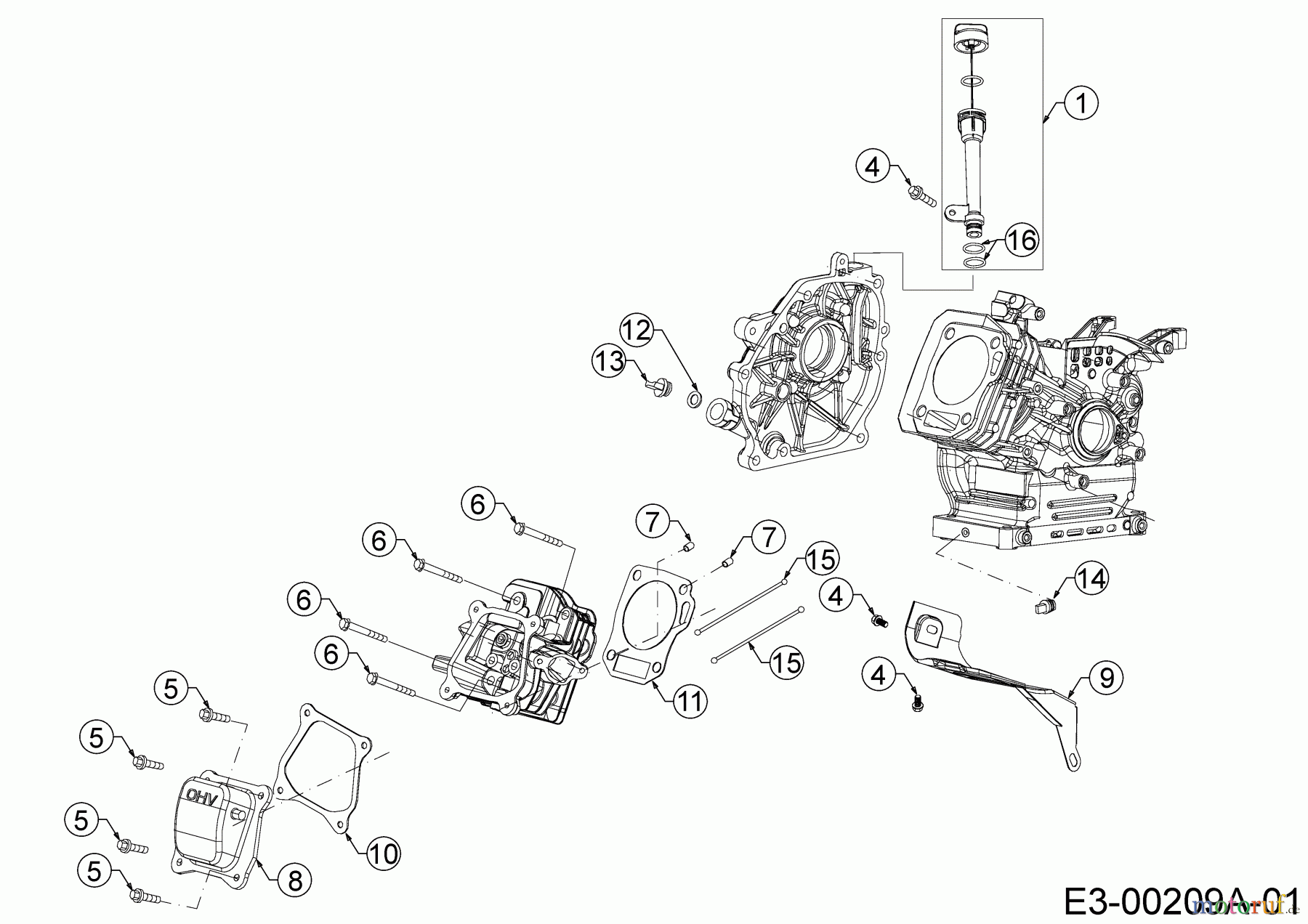  MTD-Engines Horizontal 370-JHA 752Z370-JHA  (2020) Oil drain plug, Dipstick, Couvercle de culasse