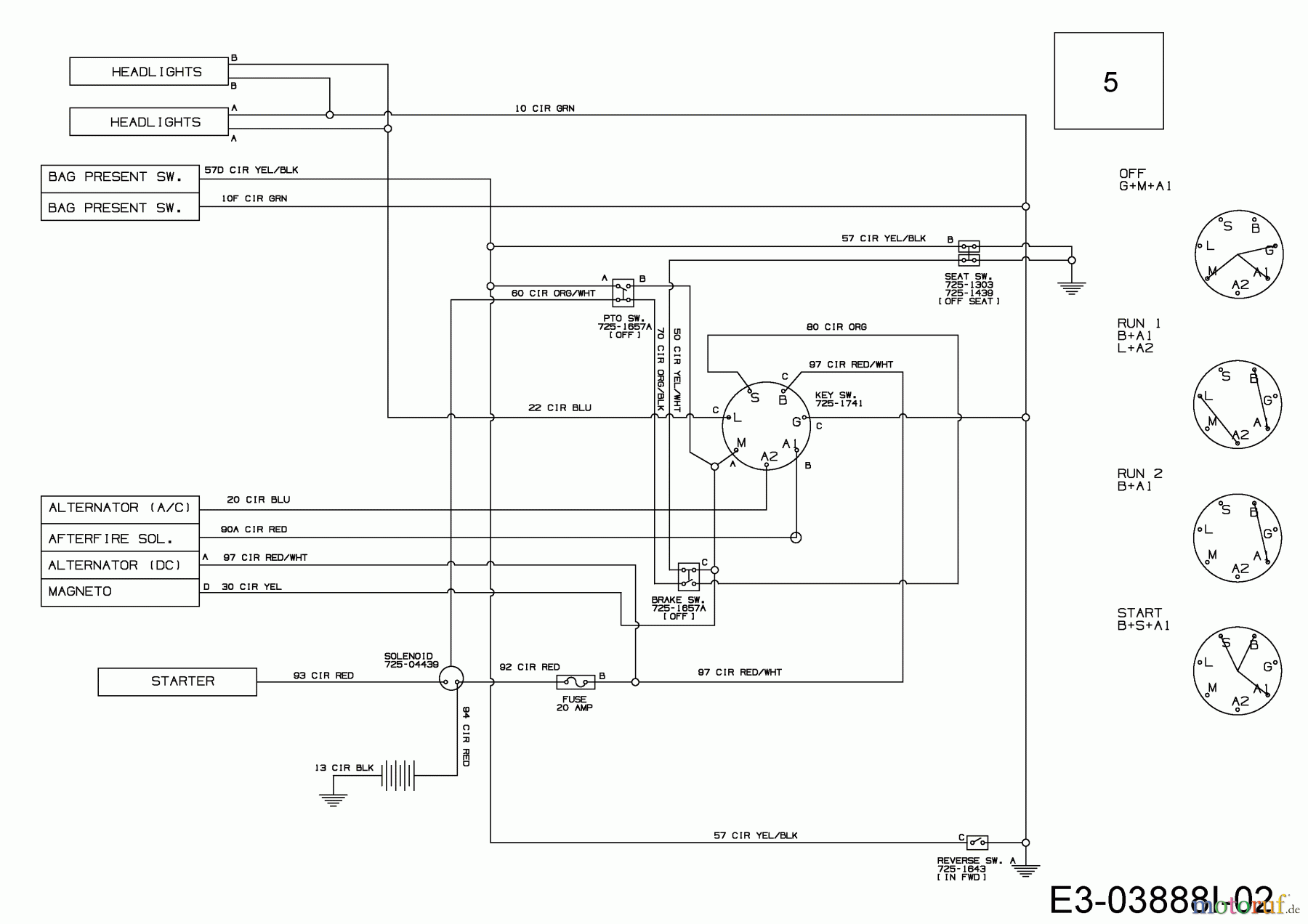  MTD Lawn tractors Optima LN 165 H 13IN71KN678  (2018) Wiring diagram