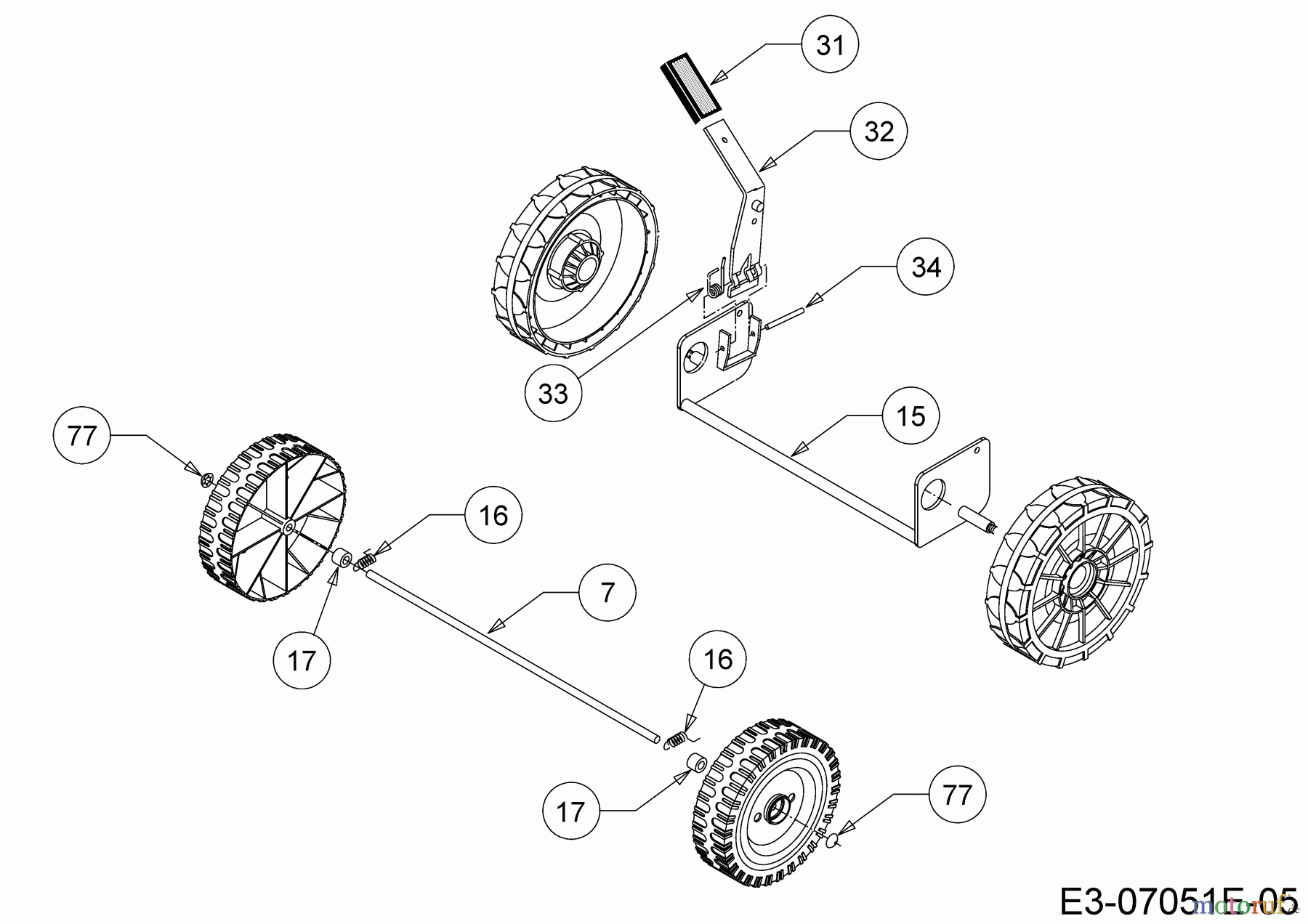  MTD Petrol mower self propelled Smart 395 SPO 12CBB1SJ600  (2019) Height adjustment