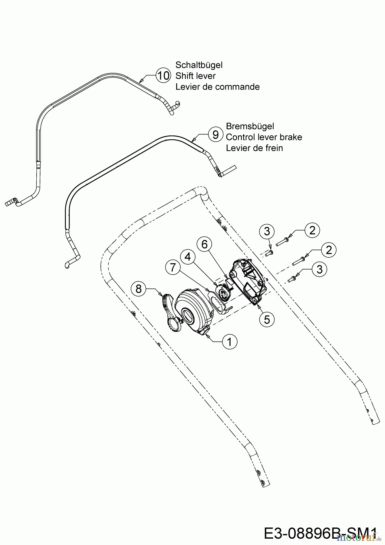  Mr.Gardener Petrol mower self propelled HW 53 BAV-IS 12AGPN7E629  (2019) Control lever, Speed control, Shift lever