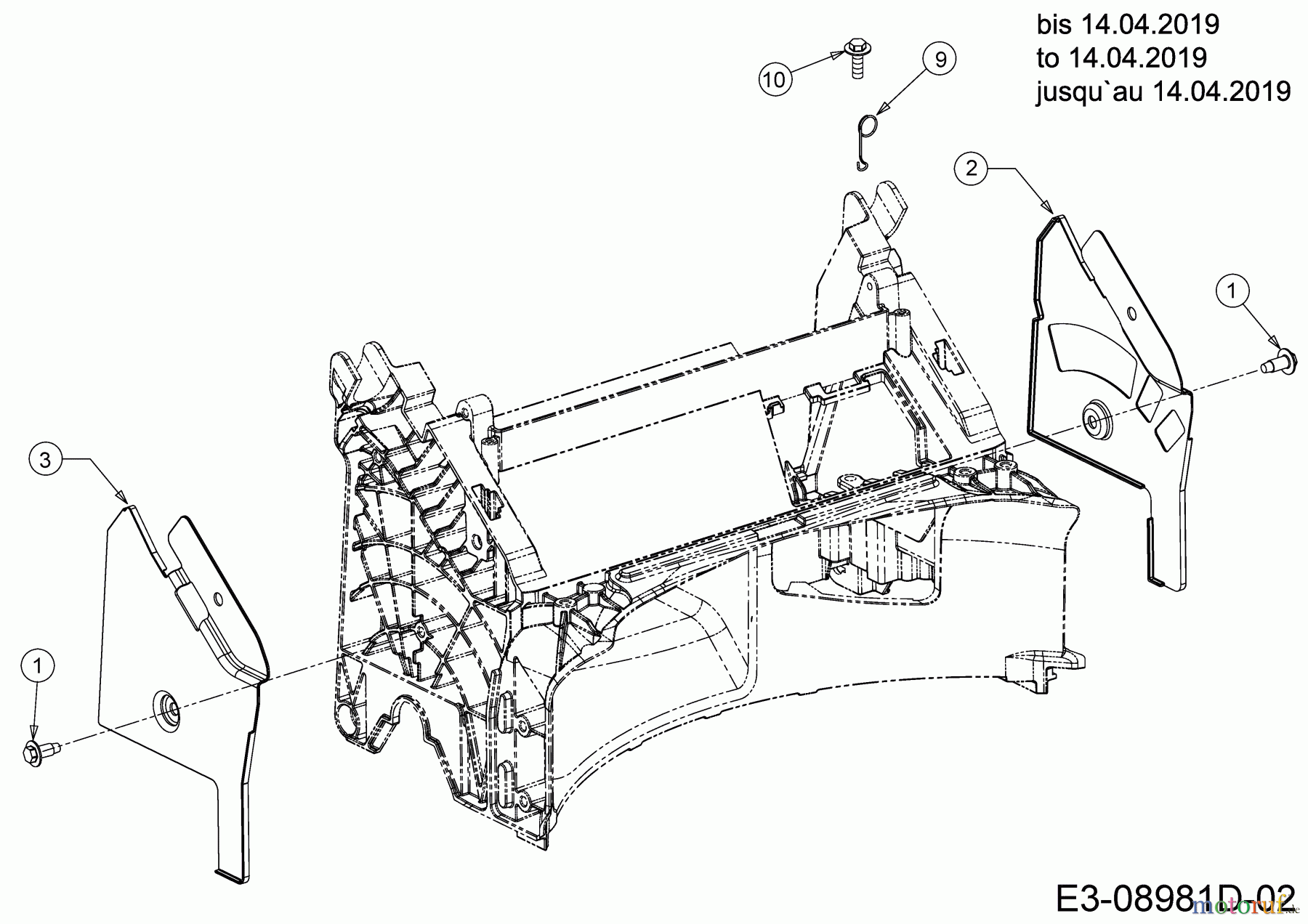  MTD Petrol mower self propelled Smart 53 SPOHW 12A-PBJ6600 (2019) Handle bracket to 14.04.2019