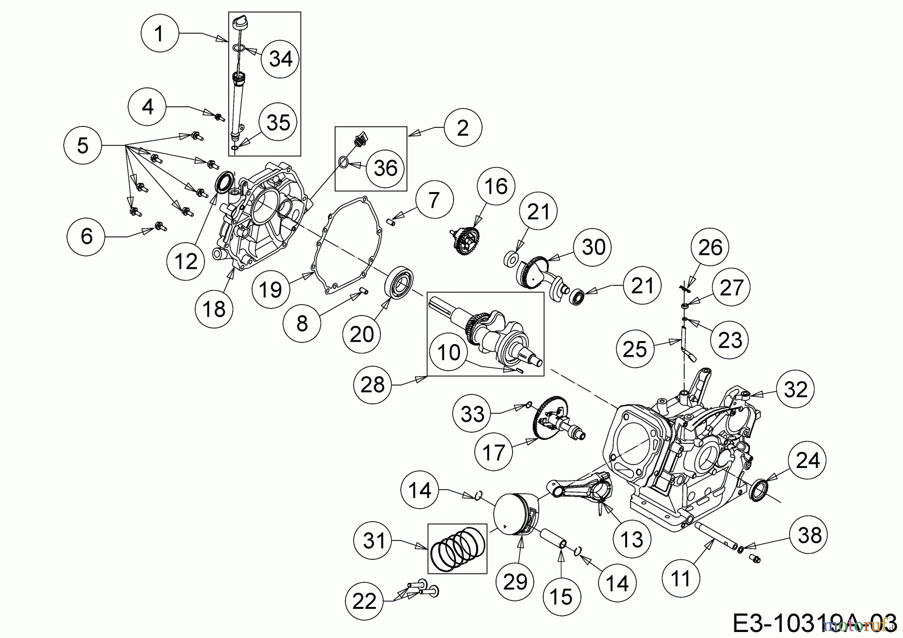  MTD-Engines Horizontal 690-WHA 752Z690-WHA  (2020) Piston, Camshaft, Crankshaft, Connecting rod