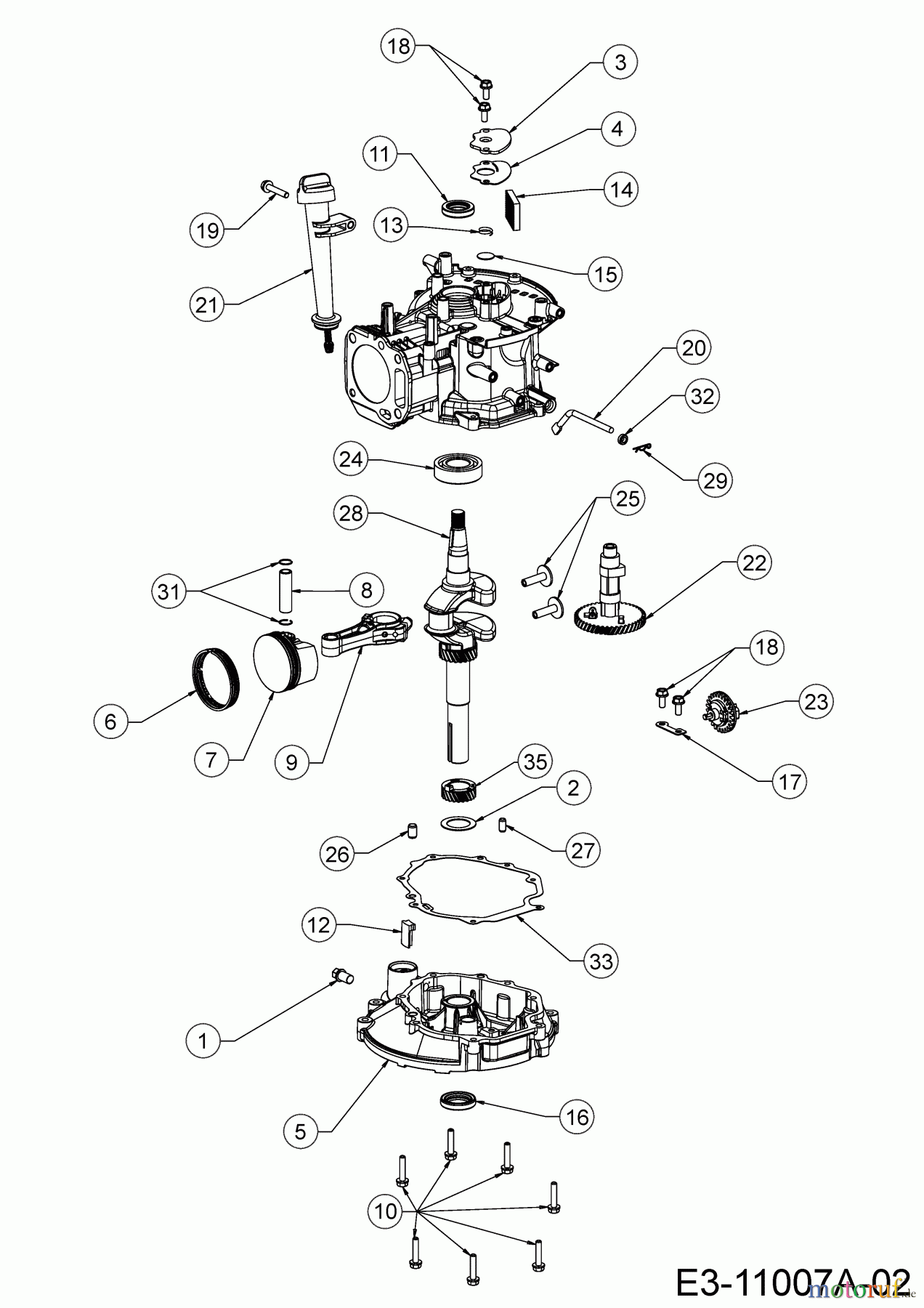  MTD-Engines Vertical 5X65RHB 752Z5X65RHB (2019) Piston, Camshaft, Crankshaft, Connecting rod