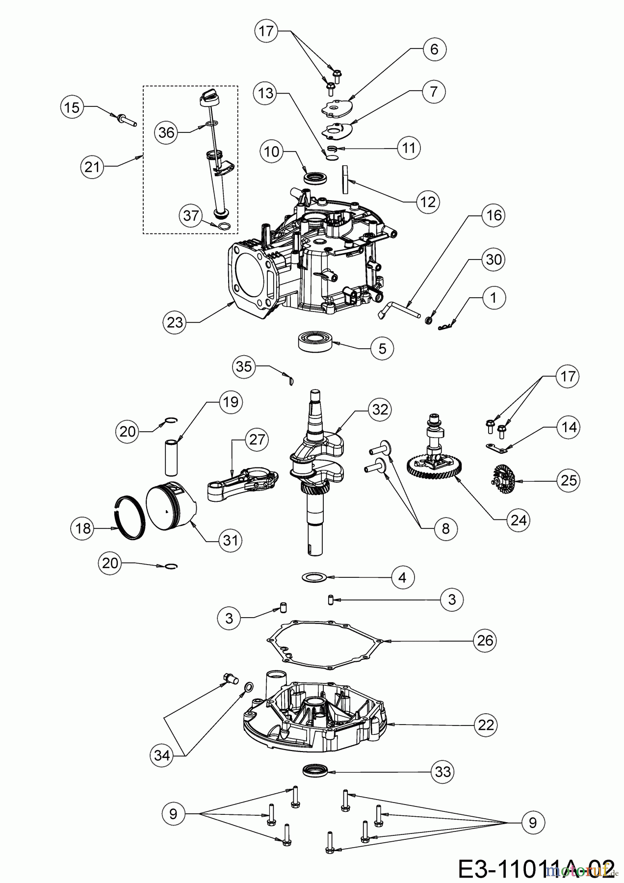  MTD-Engines Vertical 5X70RHA 752Z5X70RHA  (2019) Piston, Camshaft, Crankshaft, Connecting rod