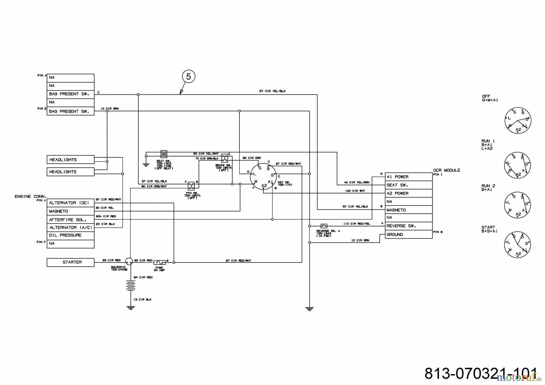  MTD Lawn tractors Optima LN 200 H 13BJ71KN678 (2021) Wiring diagram