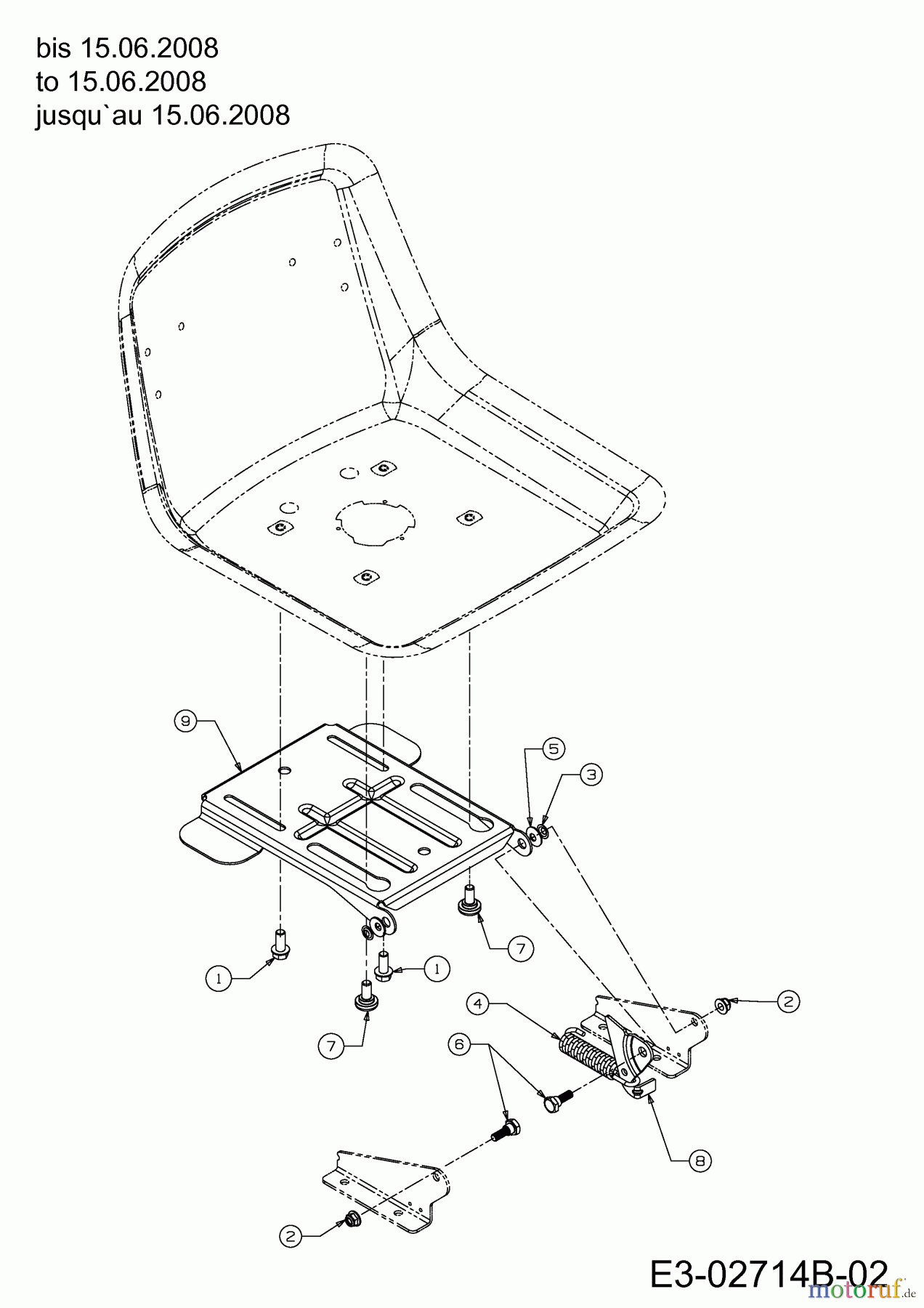  Bolens Lawn tractors BL 135/92 AT 13AH781E684  (2008) Seat bracket to 15.06.2008