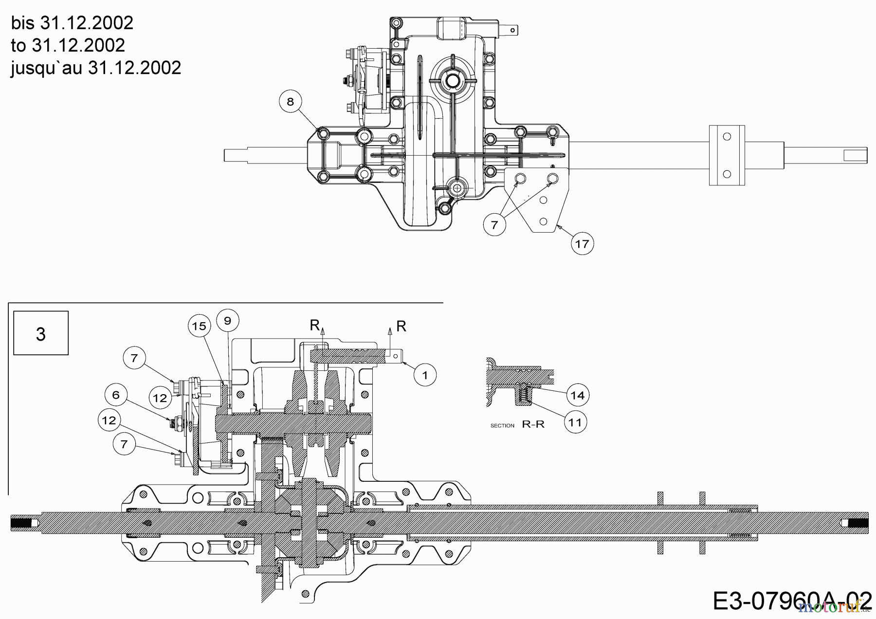  Lawnflite Lawn tractors 705 13AP508E611  (2002) Gearbox 618-0580 to 31.12.2002