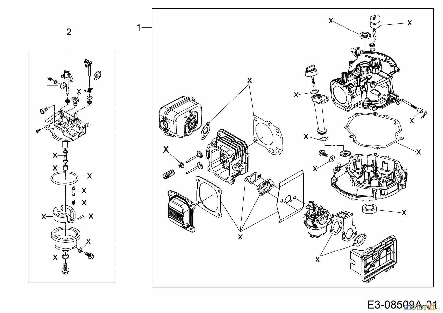  MTD-Engines Vertical 6X65RHC 752Z6X65RHC (2020) Gasket kit engine, Repair kit carburetor