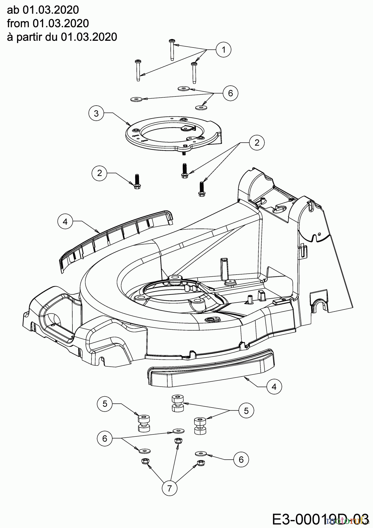  Cub Cadet Petrol mower self propelled XM1 ER53 12B-ZAJ4603 (2020) Bumper, Ring engine from 01.03.2020