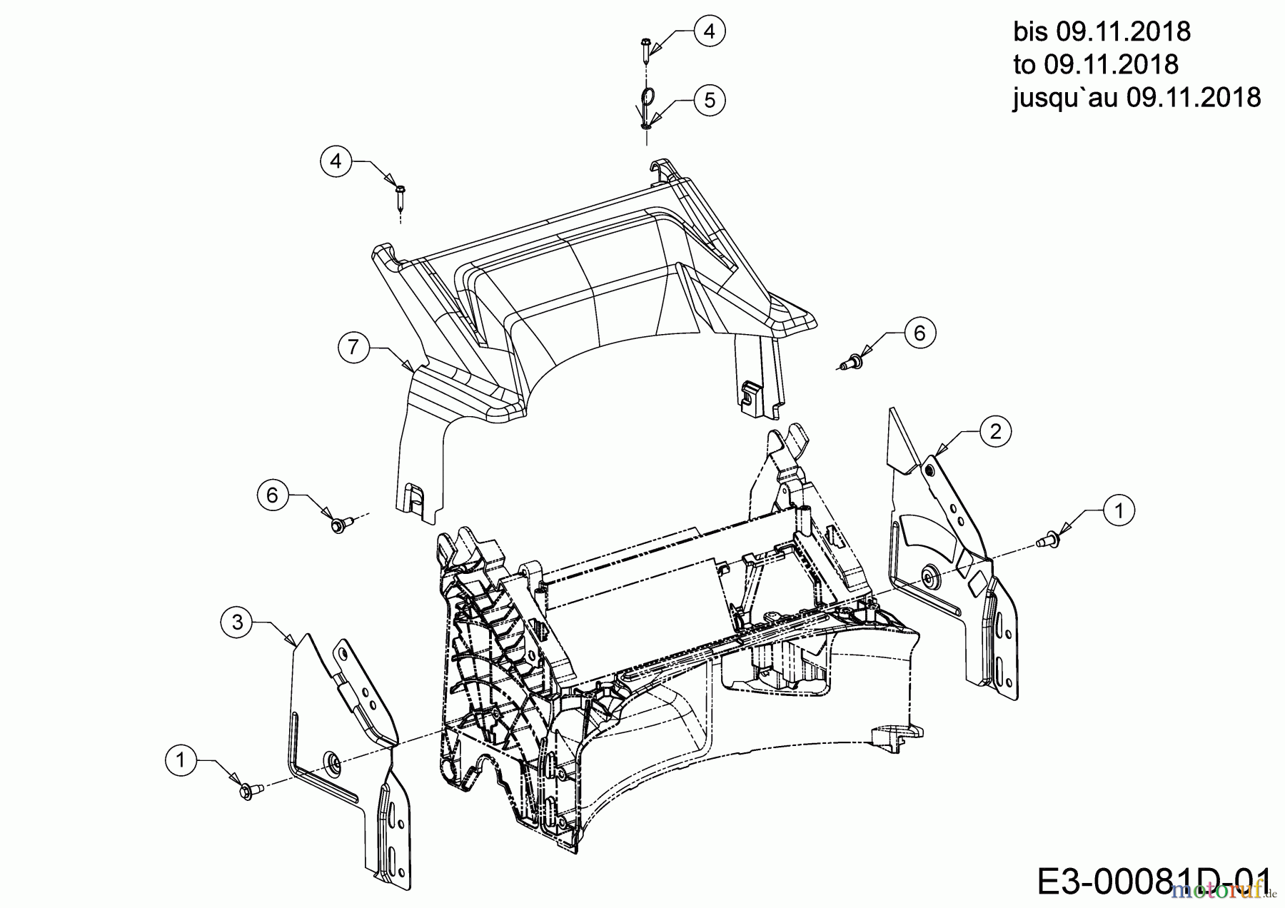  Cub Cadet Petrol mower self propelled LM2 DR53S 12BBPQKC603 (2019) Rear baffle, Handle Bracket to 09.11.2018