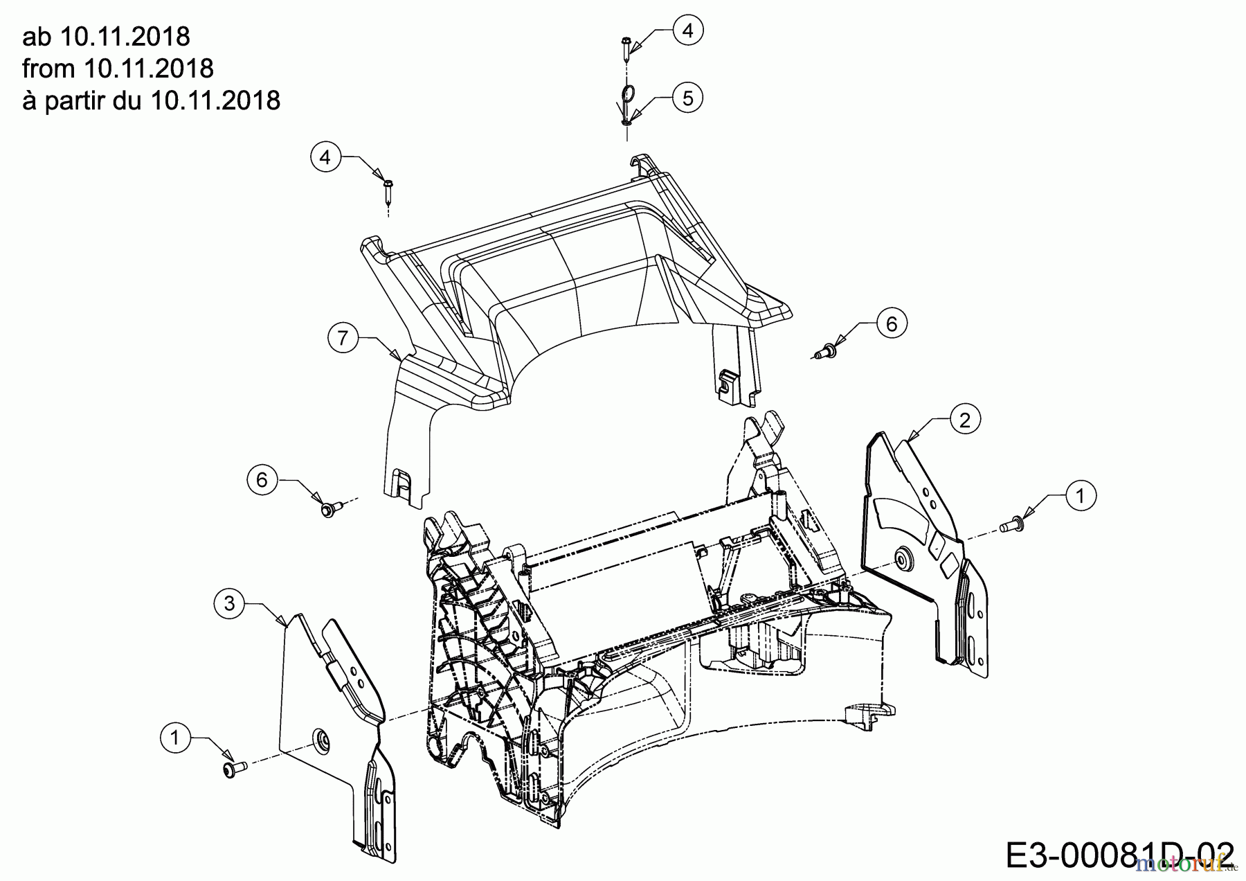  Cub Cadet Petrol mower self propelled LM3 CR53S 12BBPV5L603 (2019) Rear baffle, Handle Bracket from 10.11.2018