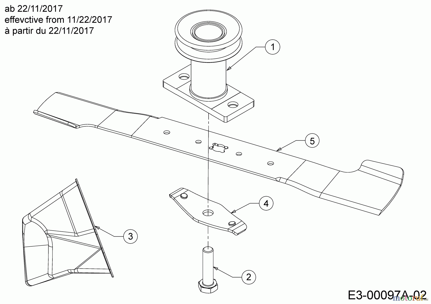  Cub Cadet Petrol mower self propelled LM2 DR53 12C-PRKC603  (2019) Blade, Blade adapter, Mulch plug effective from 11/22/2017