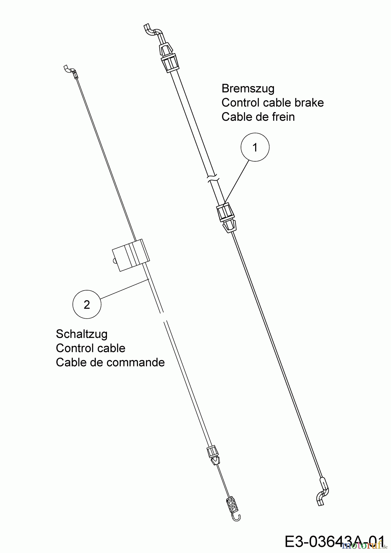  Cub Cadet Petrol mower self propelled LM1 CR53 12B-PQSC603 (2020) Control cable brake, Control cable