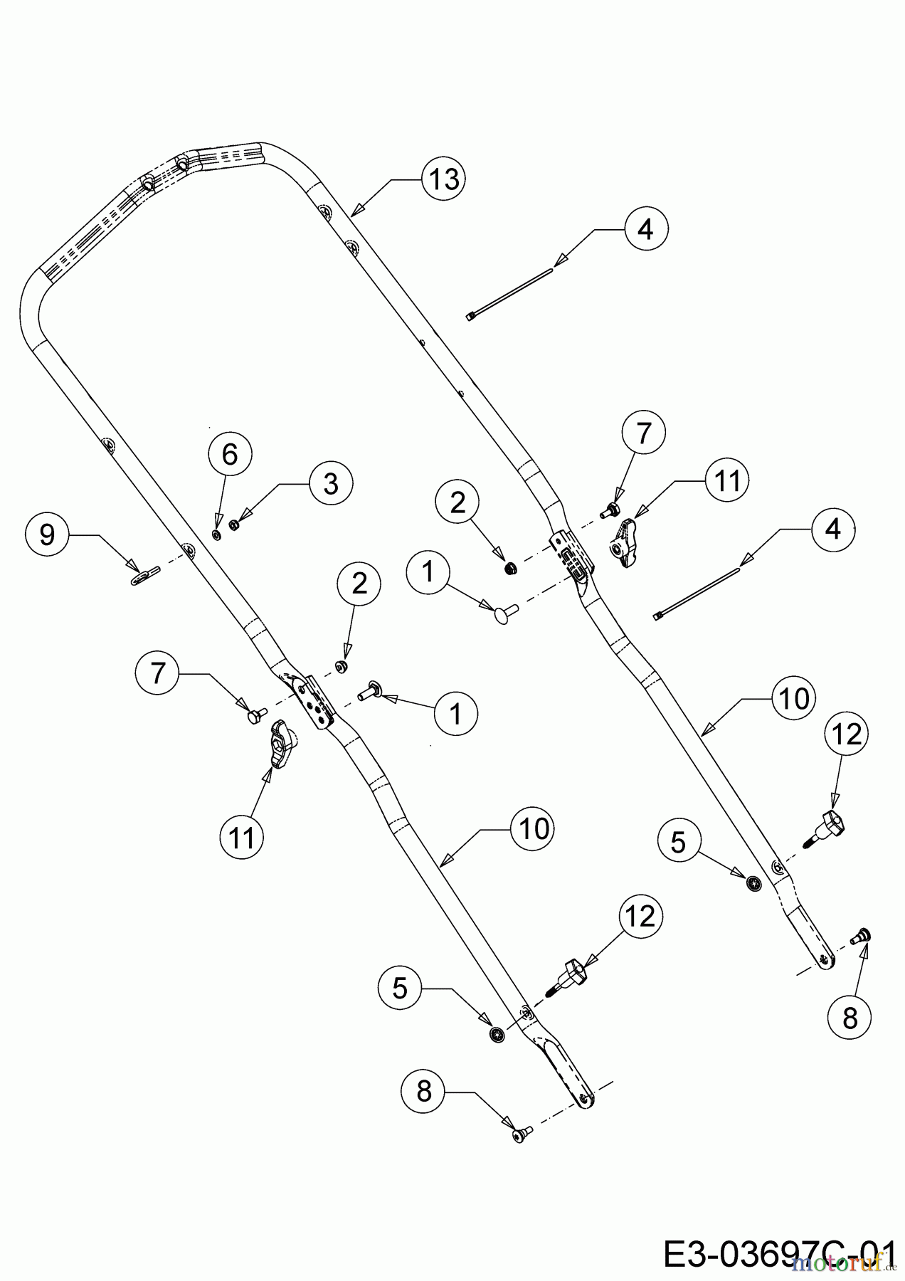  Cub Cadet Petrol mower self propelled LM2 DR53 12D-PRKC603 (2019) Handle