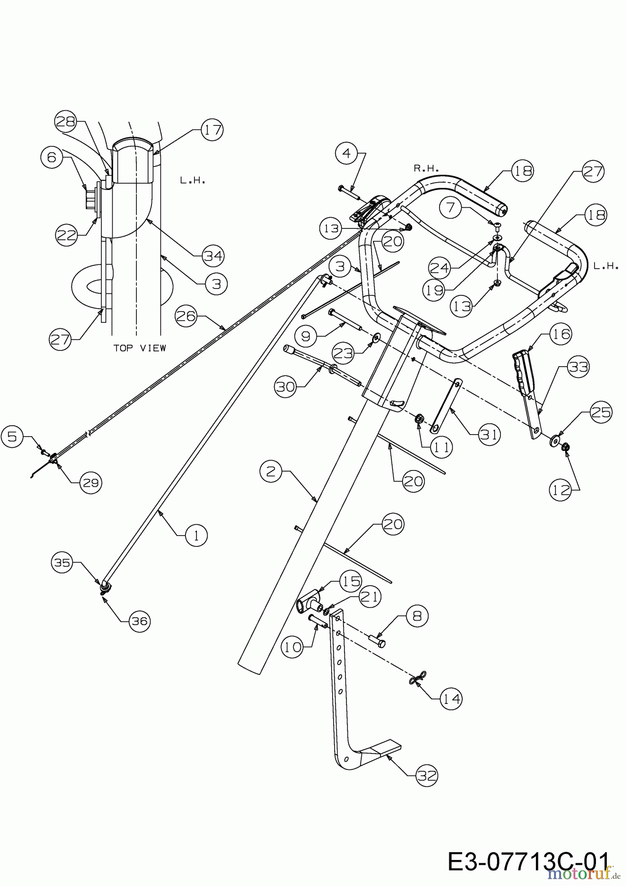  Cub Cadet Tillers XC3 F46 21BB45M8603  (2019) Handle