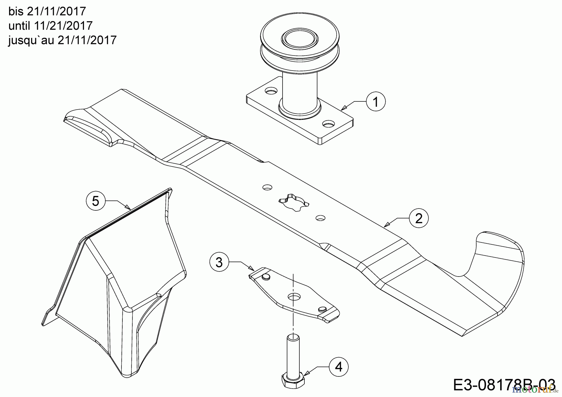  Cub Cadet Petrol mower self propelled LM3 CR46SG 12ABTV5E603G  (2018) Blade, Blade adapter, Mulch plug until 11/21/2017