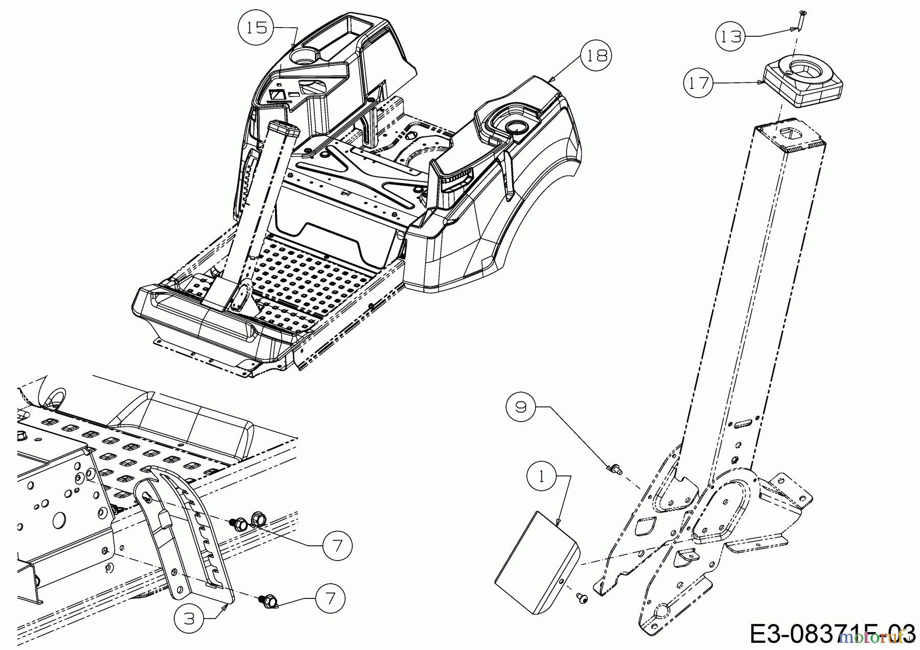  Cub Cadet Zero Turn XZ2 107 17CICBDS603 (2019) Cover column, Cover panel tank