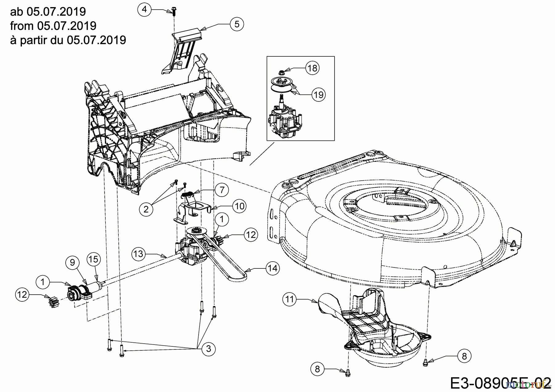  Cub Cadet Petrol mower self propelled LM3 DR53S 12CBPVKC603 (2019) Gearbox, Belt from 05.07.2019