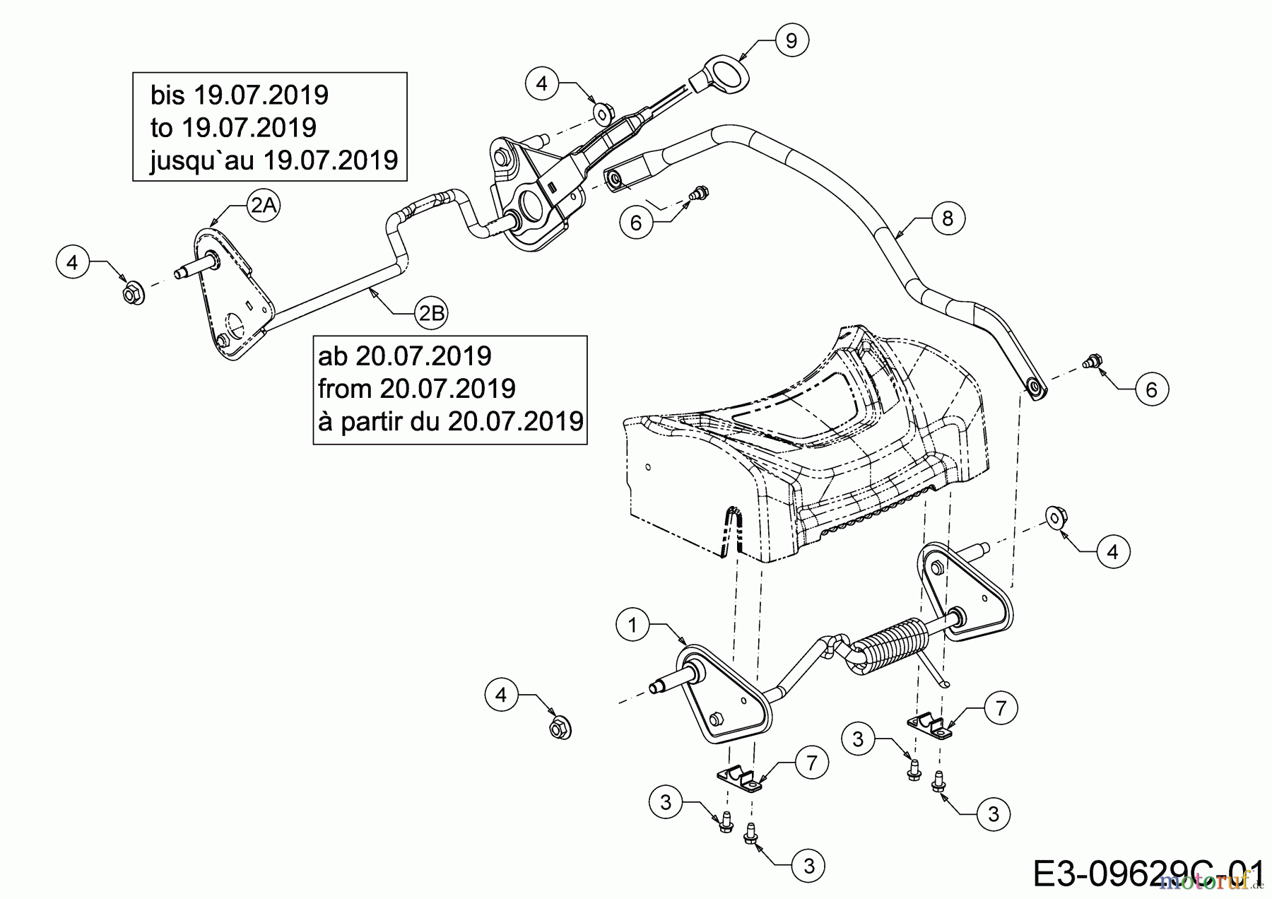  Cub Cadet Petrol mower self propelled LM2 DR53 12D-PRKC603 (2019) Axles, Height adjustment