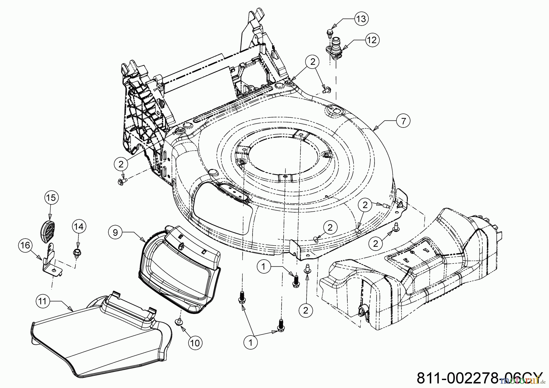  Cub Cadet Petrol mower self propelled LM3 DR53S 12DBPVKC603 (2021) Deflector, Deck housing, Mulching flap, Washer nozzle