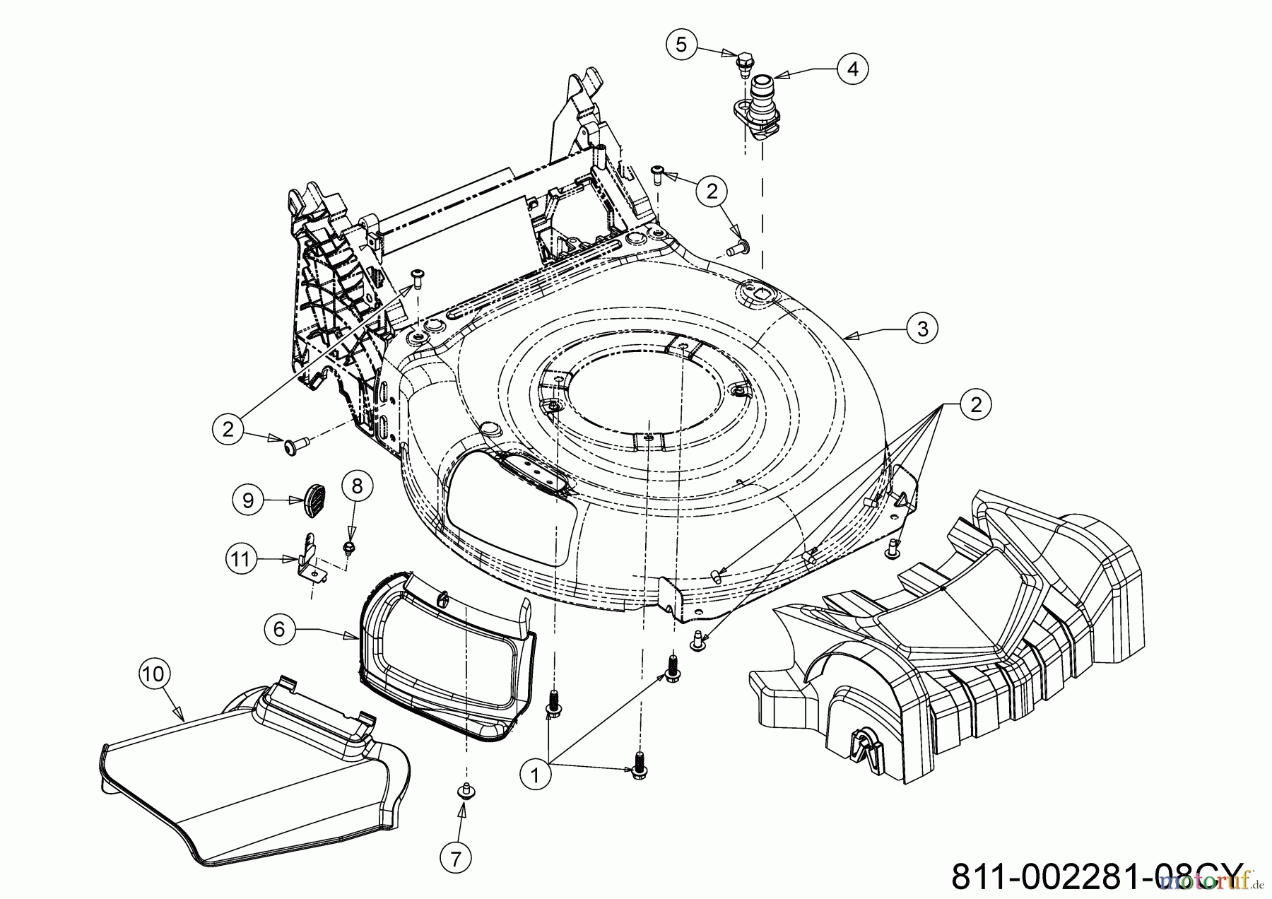  Cub Cadet Petrol mower self propelled LM3 CR46S 12DBTV5E603 (2021) Deflector, Deck housing, Mulching flap, Washer nozzle