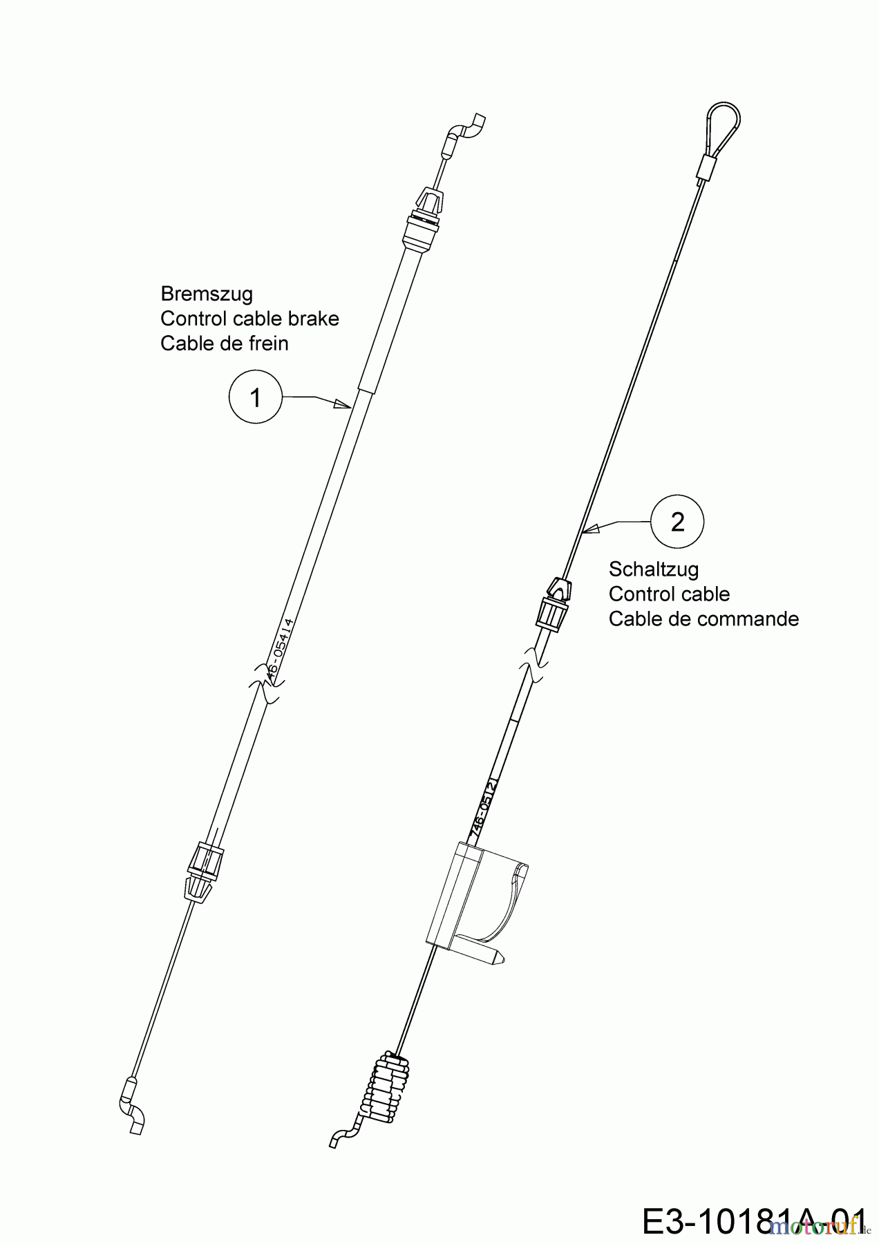  Cub Cadet Petrol mower self propelled LM3 ER53S 12CBPV7D603 (2021) Control cable brake, Control cable