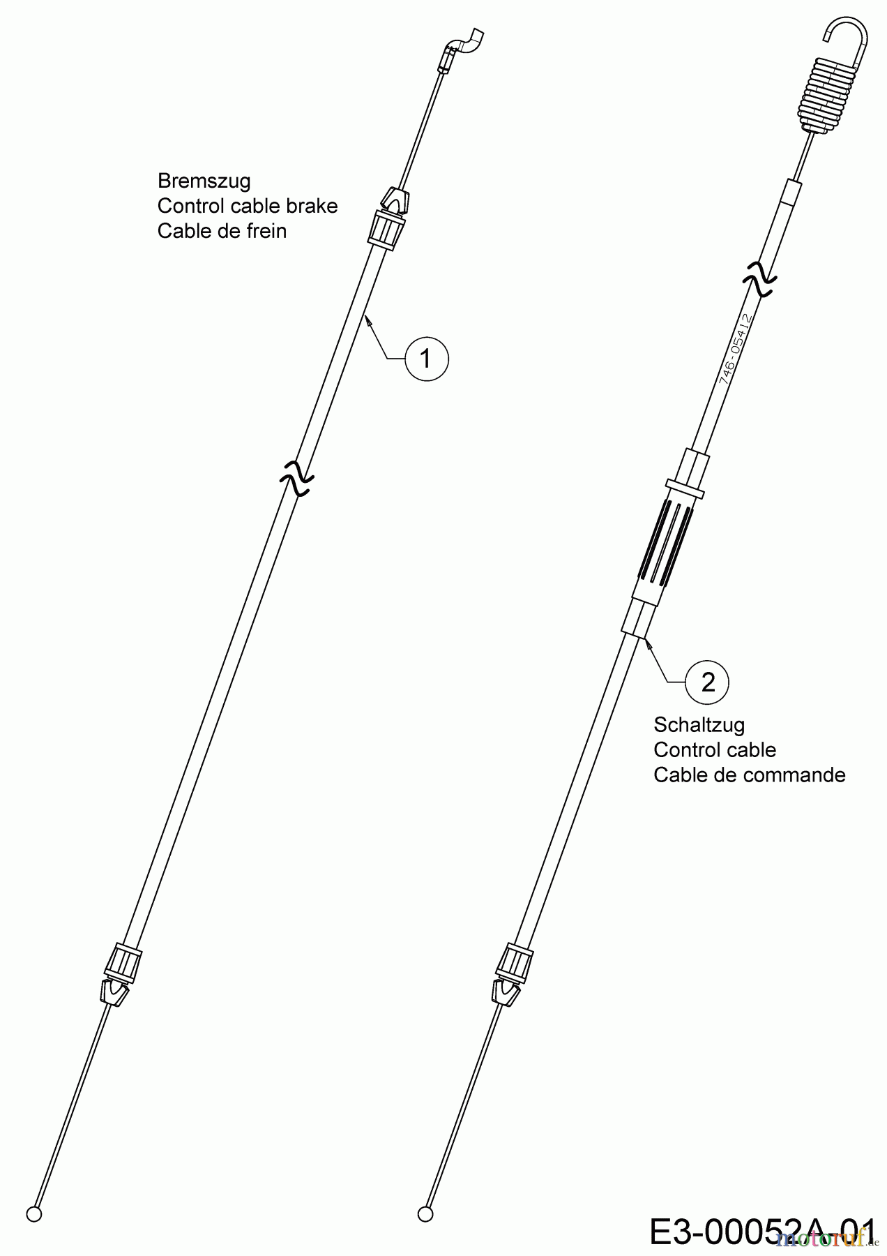  Wolf-Garten Petrol mower self propelled Expert 46 B S 12A-YA5L650  (2020) Control cable brake, Control cable