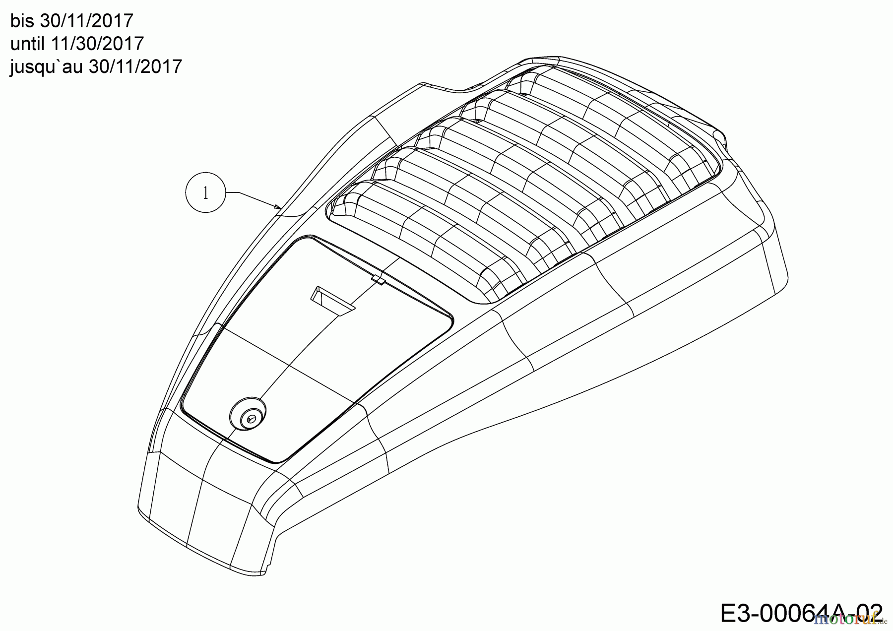  Wolf-Garten Petrol mower self propelled Expert 530 A 12C-PUKC650  (2018) Engine hood M9A until 11/30/2017