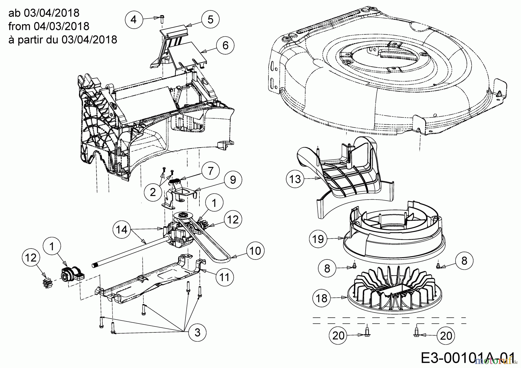  Wolf-Garten Petrol mower self propelled A 4600 AHWHBM 12A-TRSC650  (2019) Gearbox, Belt, Fan from 04/03/2018