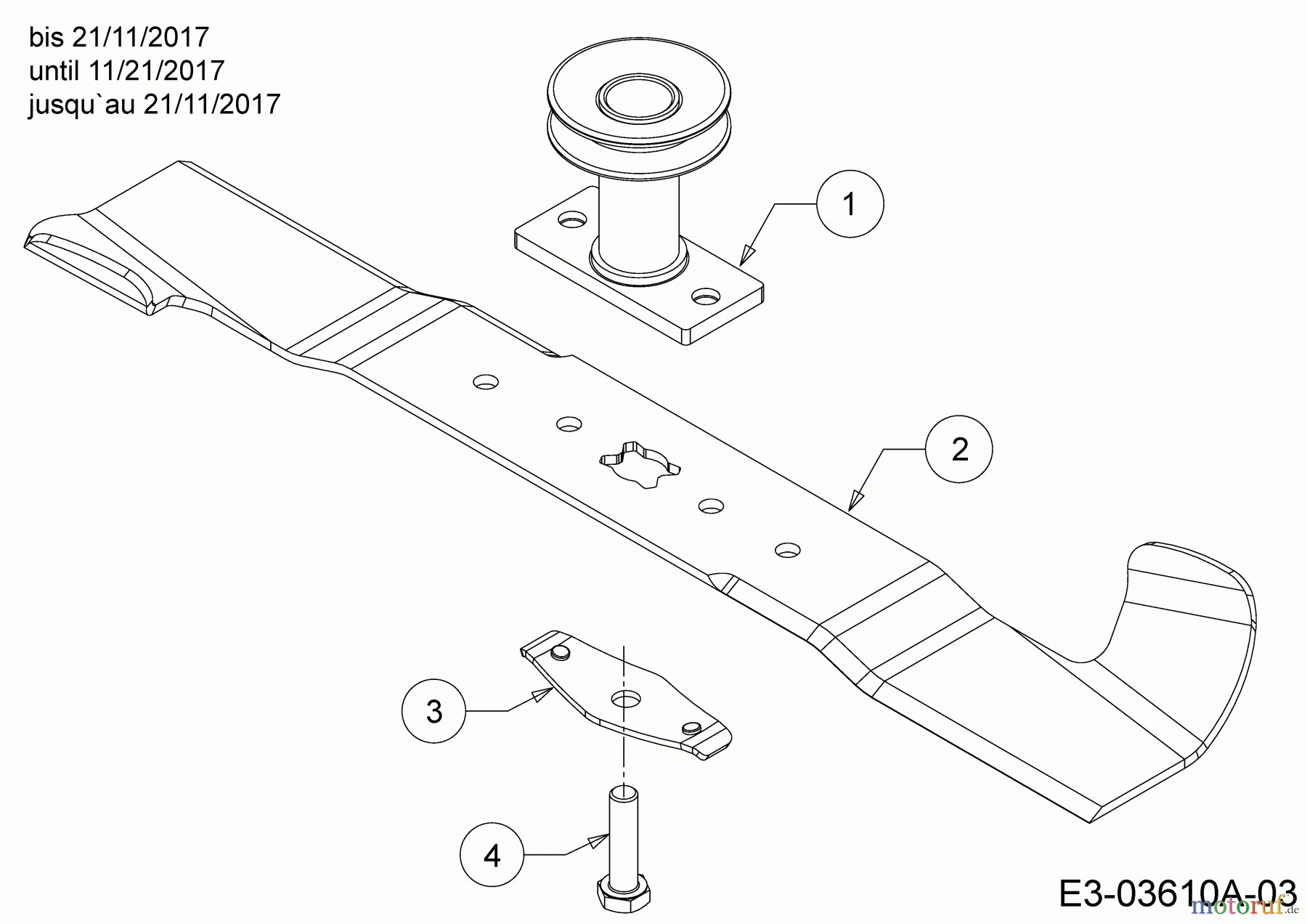  Wolf-Garten Petrol mower self propelled Expert 460 A 12C-TUKC650  (2018) Blade, Blade adapter til 11/21/2017