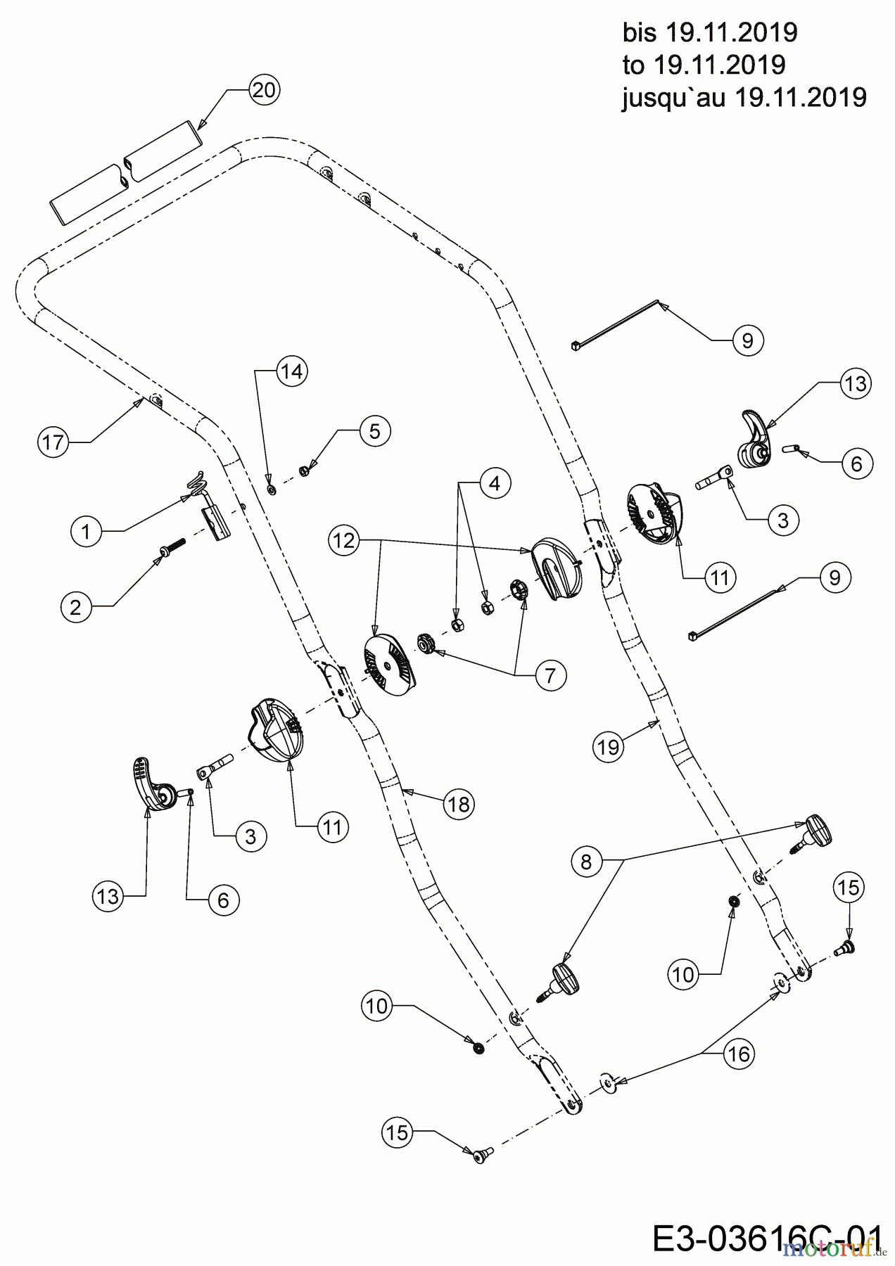  Wolf-Garten Petrol mower self propelled A 420 AVHW 12AQLV5B650 (2020) Handle to 19.11.2019