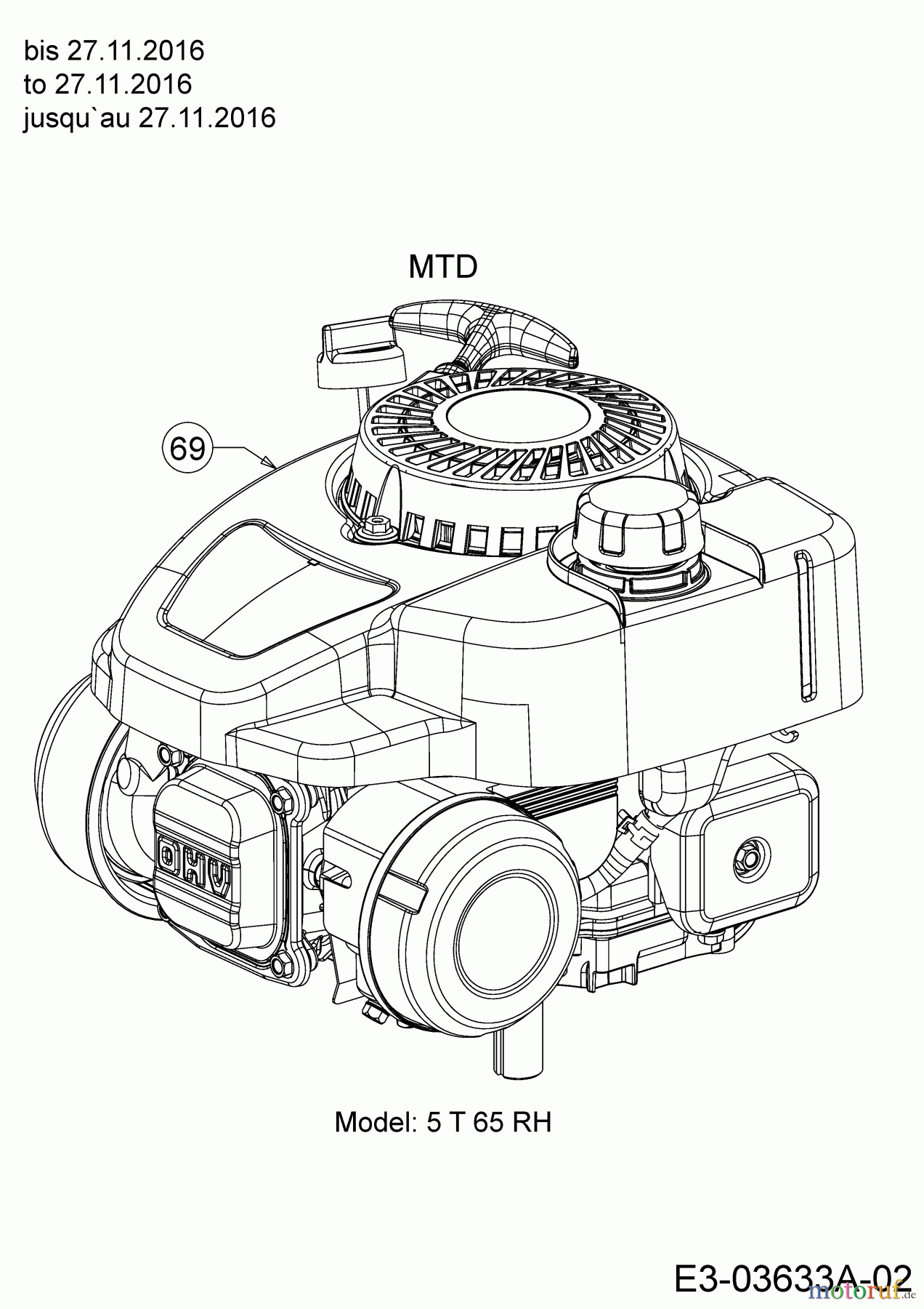  Wolf-Garten Petrol mower self propelled A 4600 ATHW 12A-TSSC650  (2018) Engine MTD to 27.11.2016