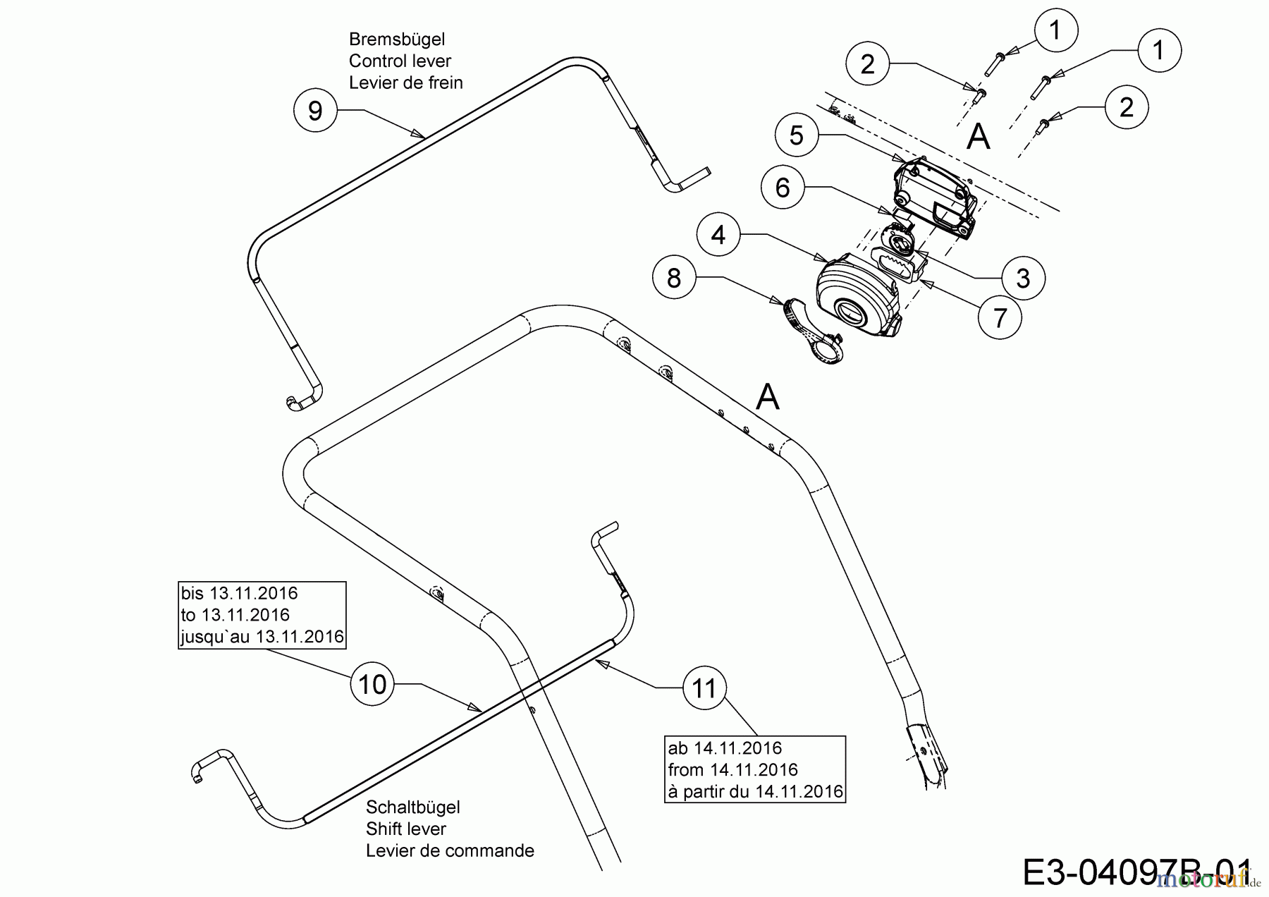  Wolf-Garten Petrol mower self propelled Expert 46 BA V IS 12BGK17E650  (2017) Shift lever