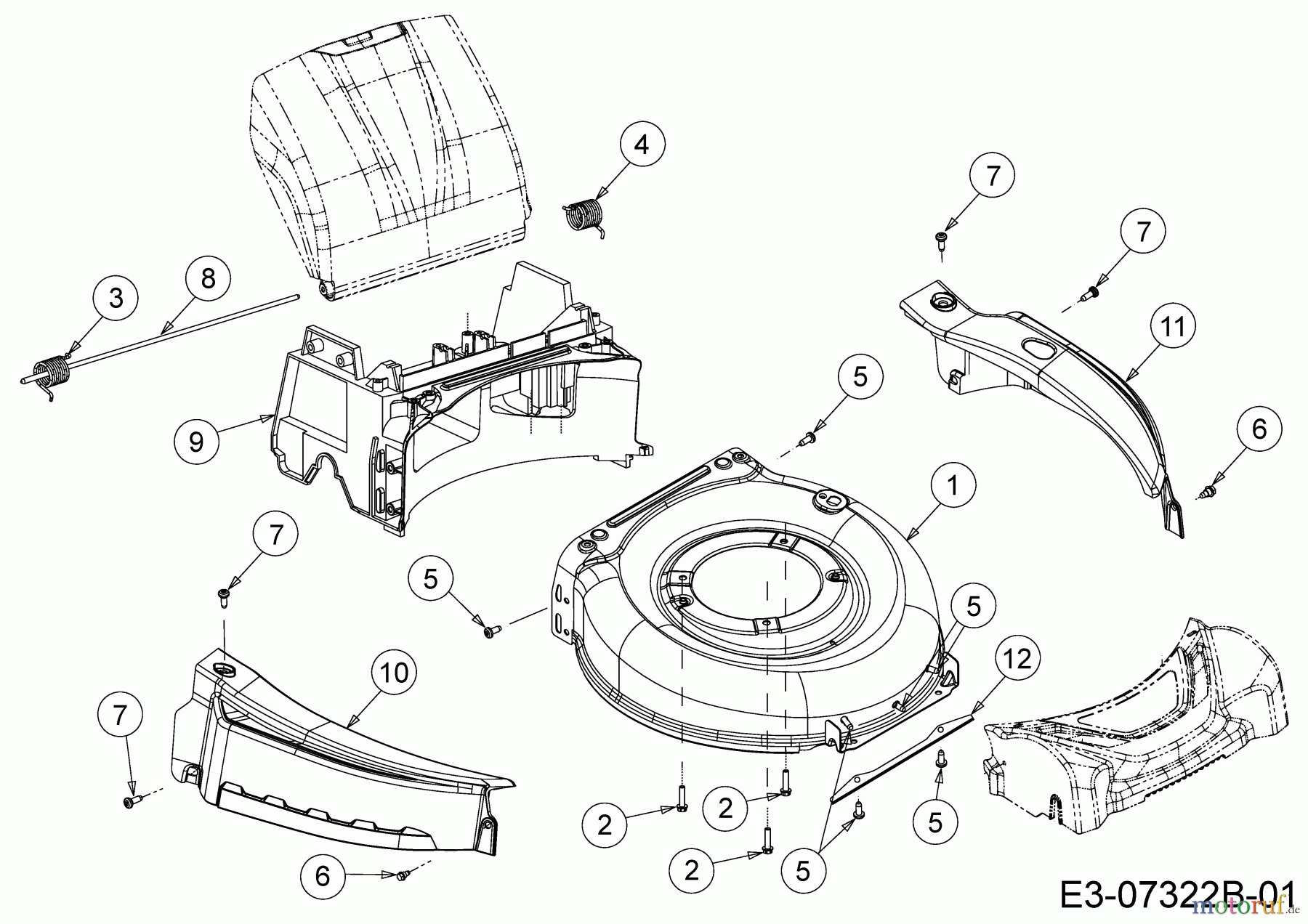  Wolf-Garten Petrol mower Expert 46 B 11B-K15E650  (2014) Rear baffle, Deck housing, Rod rear flap, Cover panels