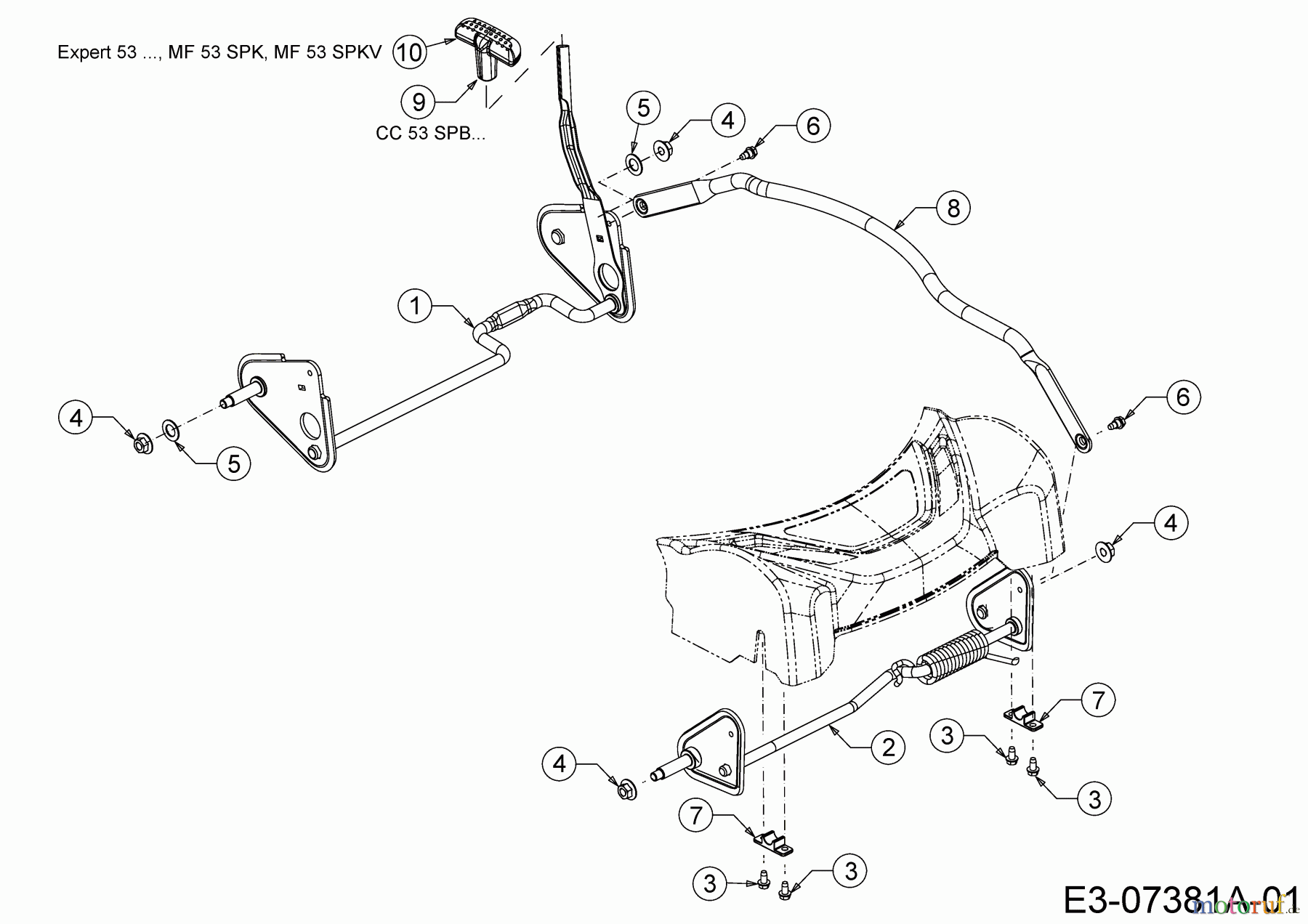  Wolf-Garten Petrol mower self propelled Expert 53 BA 12A-Q56K650  (2013) Axles, Height adjustment