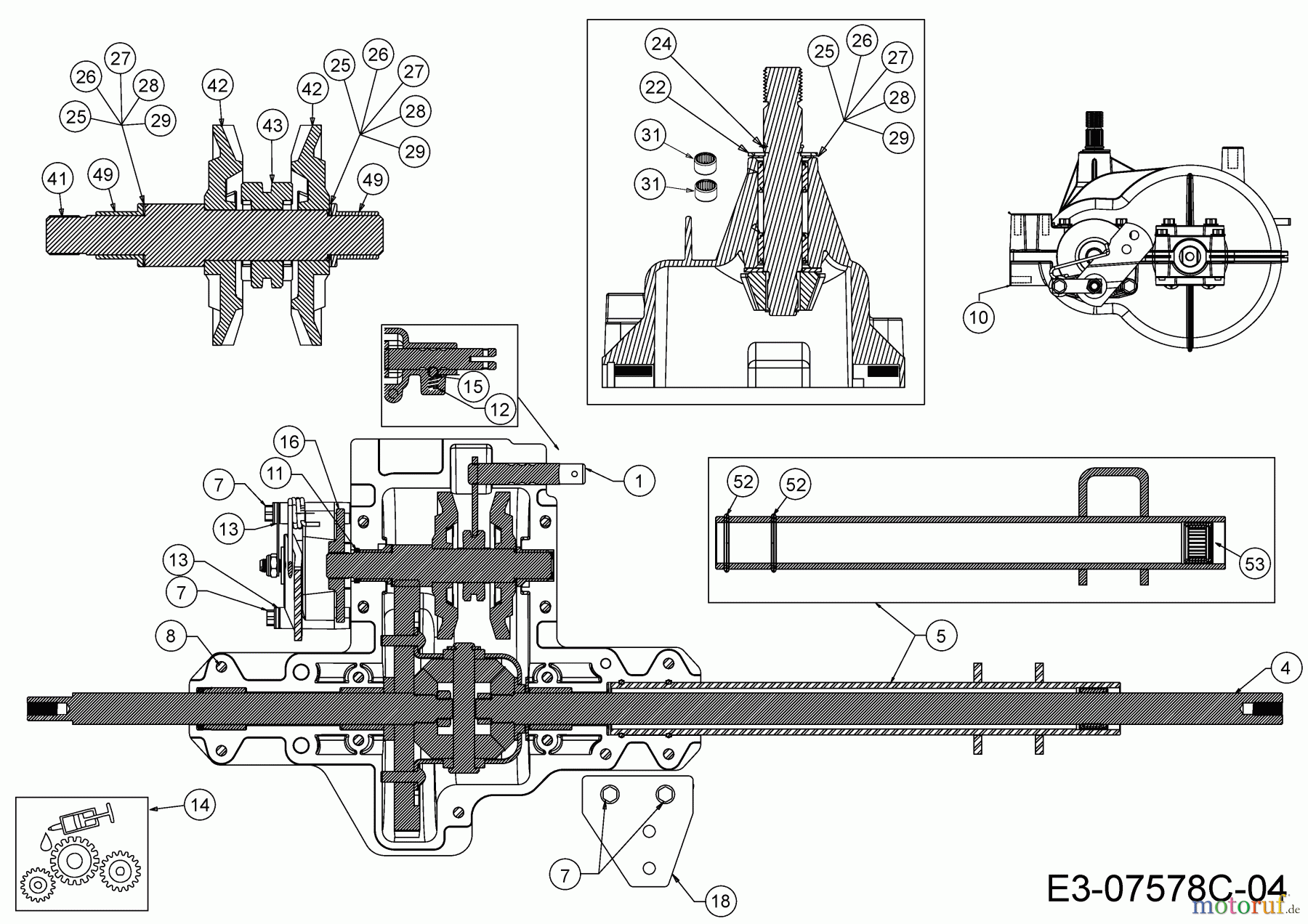  Wolf-Garten Lawn tractors Expert 105.165 A 13HN90WN650  (2015) Gearbox 618-04331A