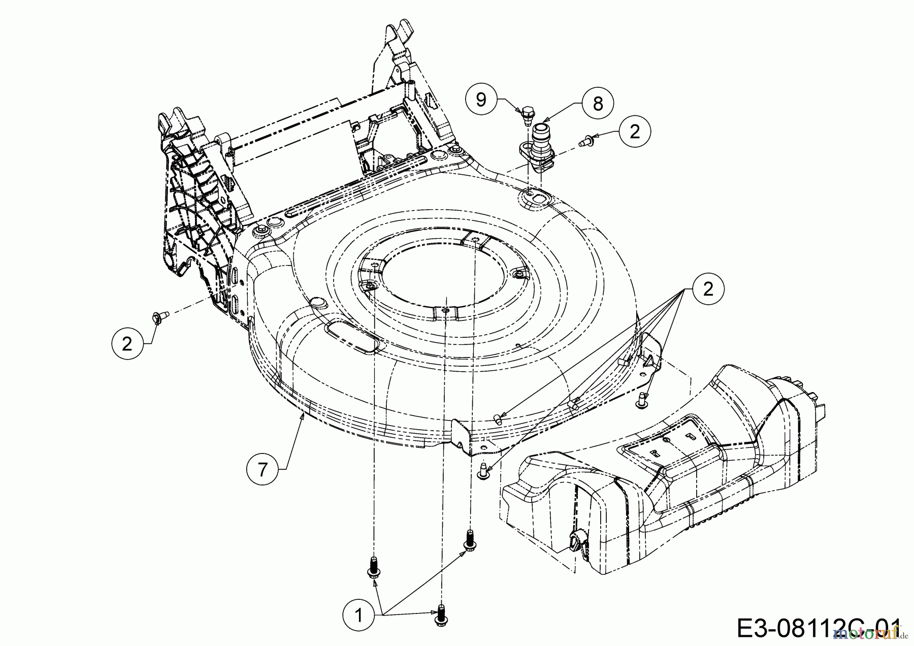  Wolf-Garten Petrol mower self propelled AT 420 AHHW 12B-LVCQ650  (2020) Deck housing, Washer nozzle