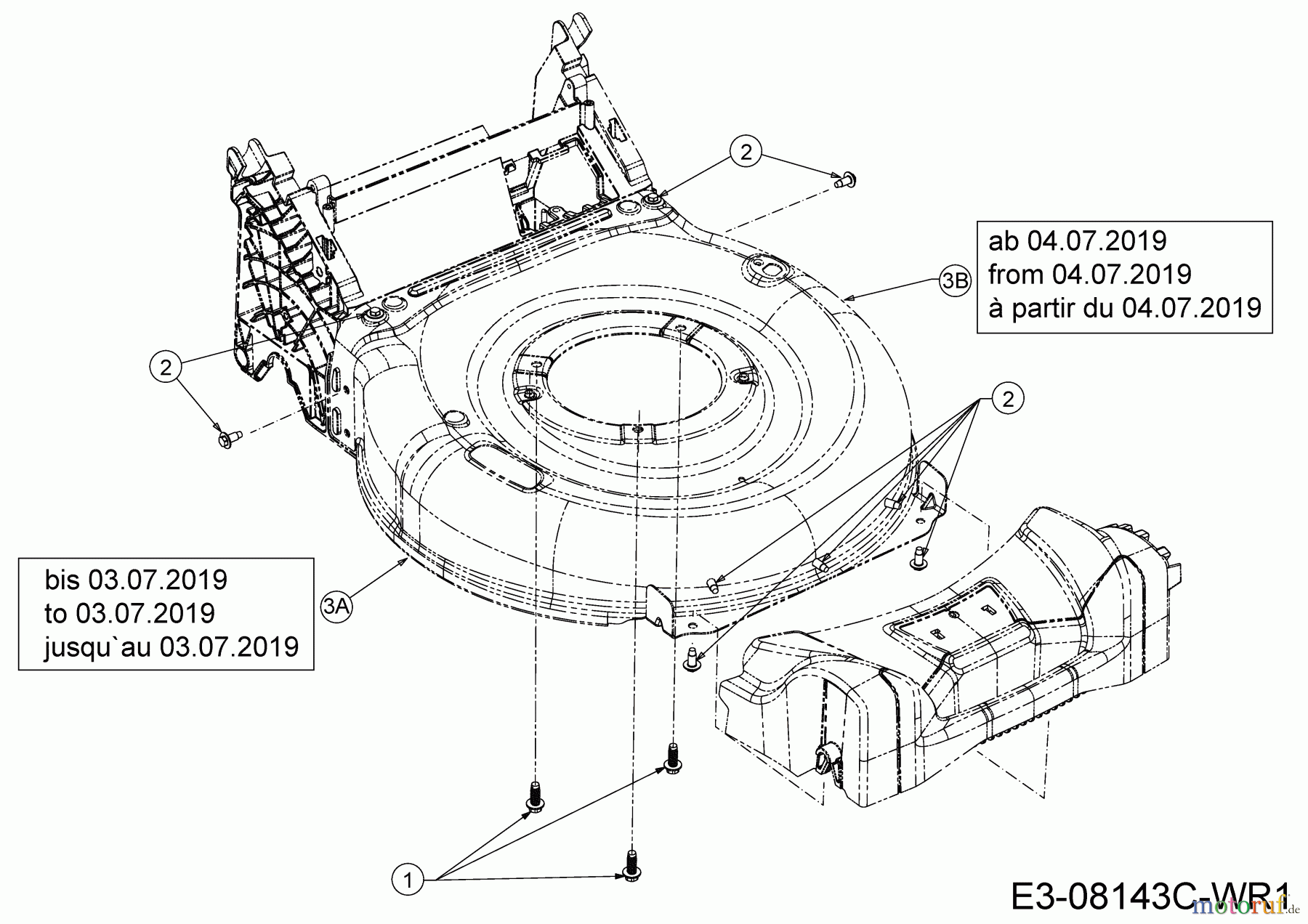  Wolf-Garten Petrol mower self propelled A 4600 A 12B-TOSC650 (2019) Deck housing