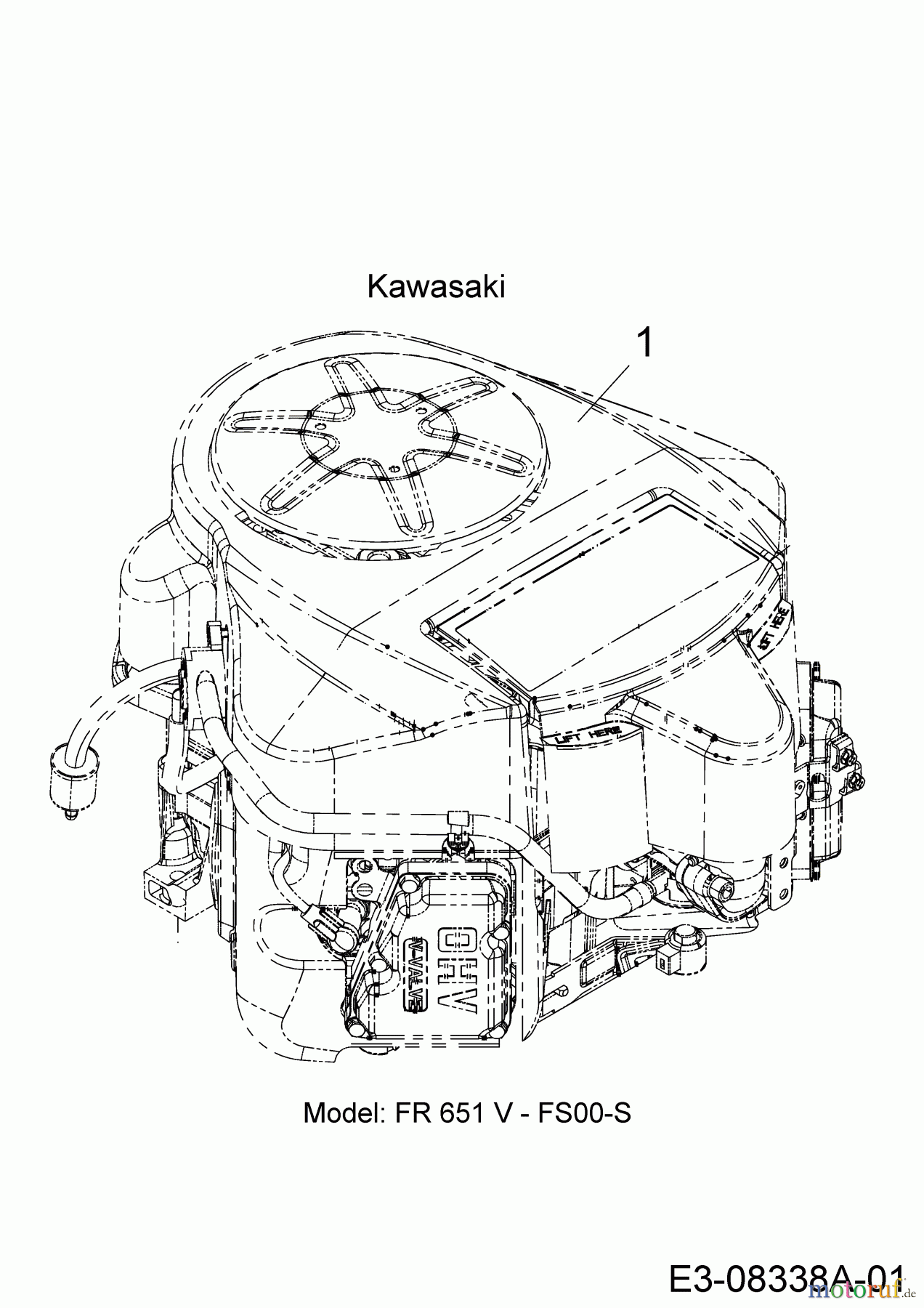  Wolf-Garten Lawn tractors Expert 105.220 H 13BF91WN650  (2014) Engine Kawasaki