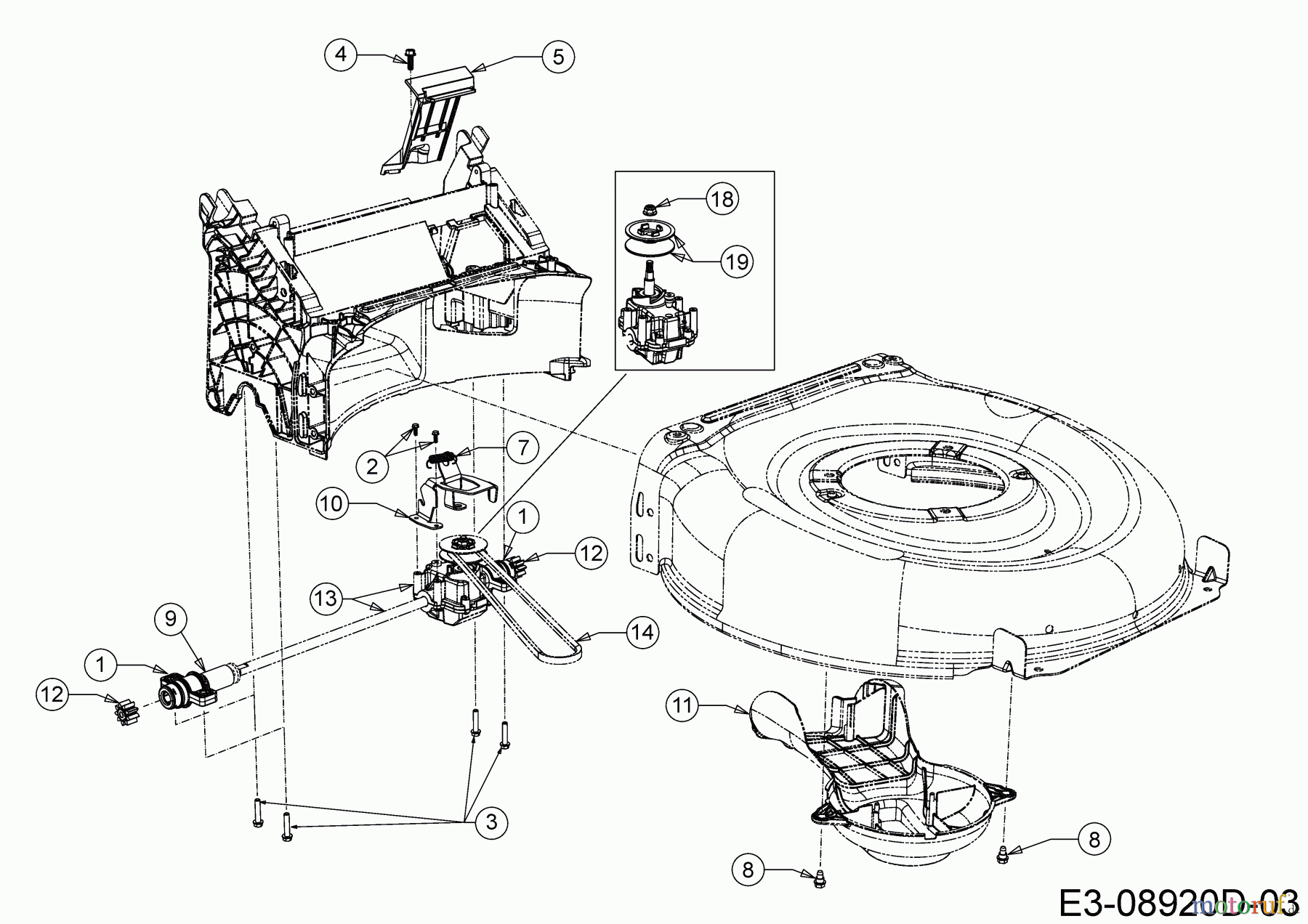  Wolf-Garten Petrol mower self propelled A 460 ASPHWIS 12BYTVB9650 (2019) Gearbox, Belt from 15.04.2019 to 07.05.2019