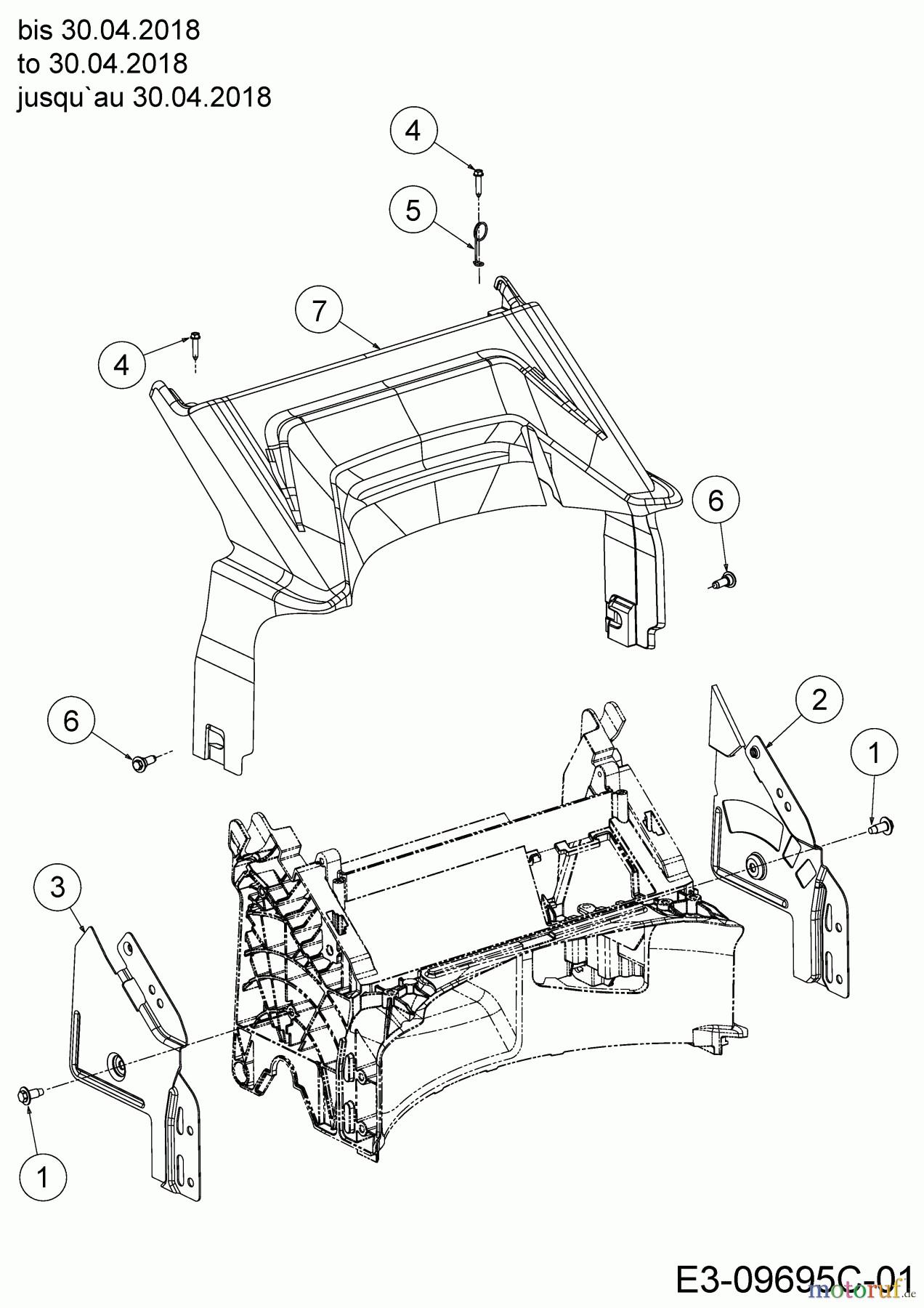  Wolf-Garten Petrol mower self propelled Expert 460 AE 12AETUS7650  (2018) Rear baffle, Handle Bracket to 30.04.2018