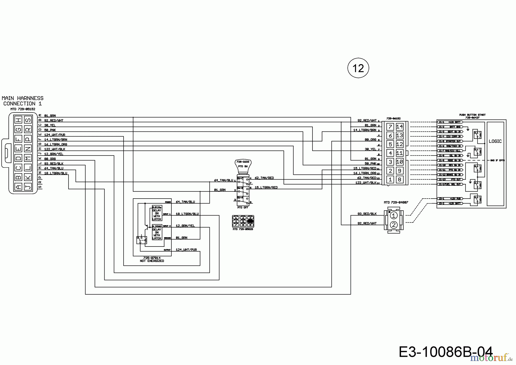  Wolf-Garten Lawn tractors 106.220 H 13BAA1VR650  (2019) Wiring diagram electric clutch