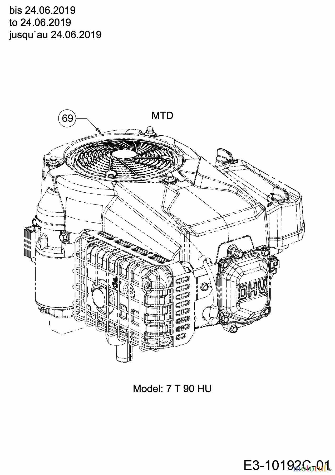  Wolf-Garten Lawn tractors E 13/92 T 13AB765E650  (2019) Engine MTD