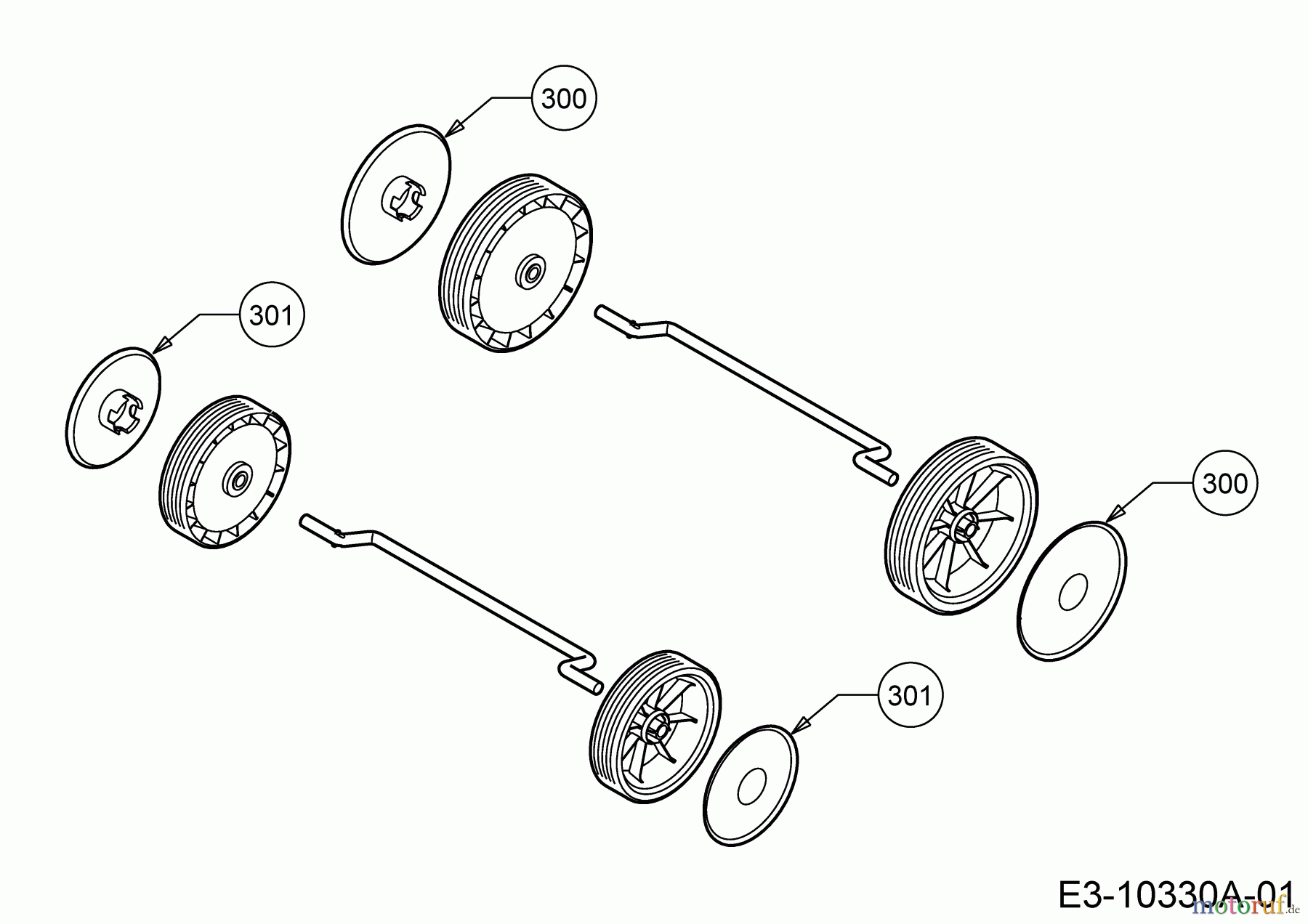  Wolf-Garten Electric mower Blue Power 34 E 18AWF1X1650  (2019) Hub caps