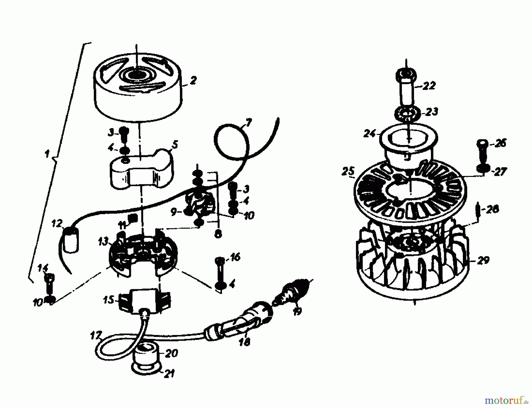  Gutbrod Cutter bar mower BM 100-2/G 07507.02  (1985) Blower housing, Flywheel, Recoil, Fuel tank, Ignition