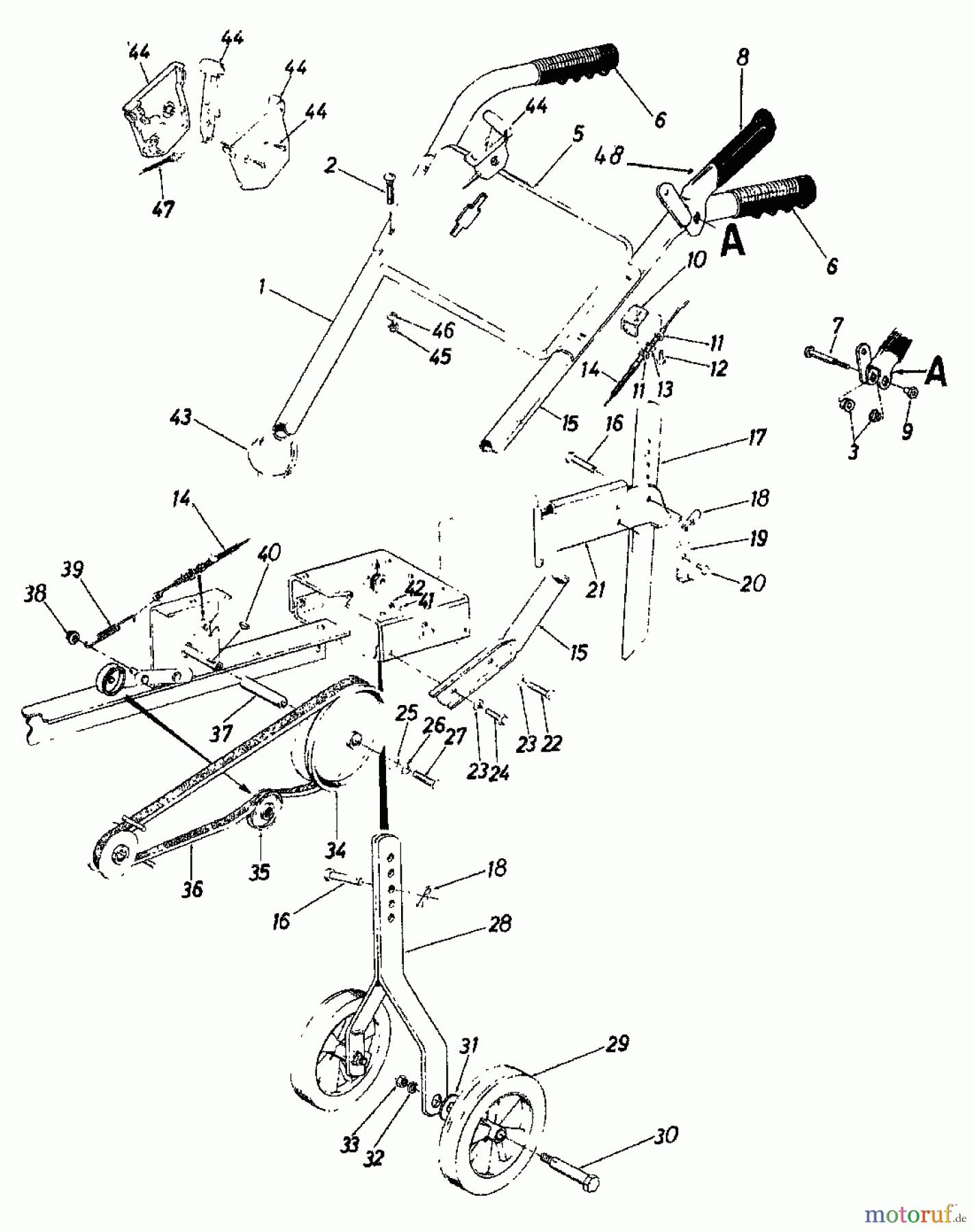  MTD Tillers Gartentiller 5 216-3200  (1986) Handle