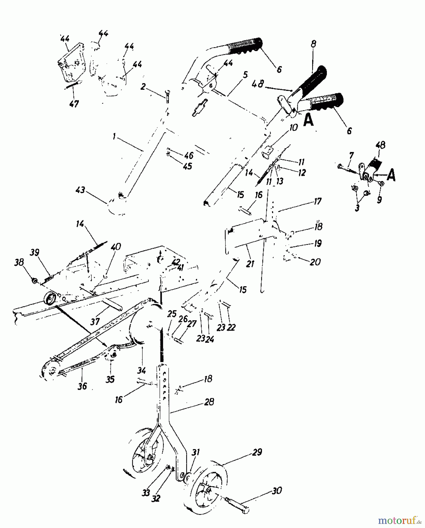  MTD Tillers Gartentiller 5 218-3200  (1988) Handle